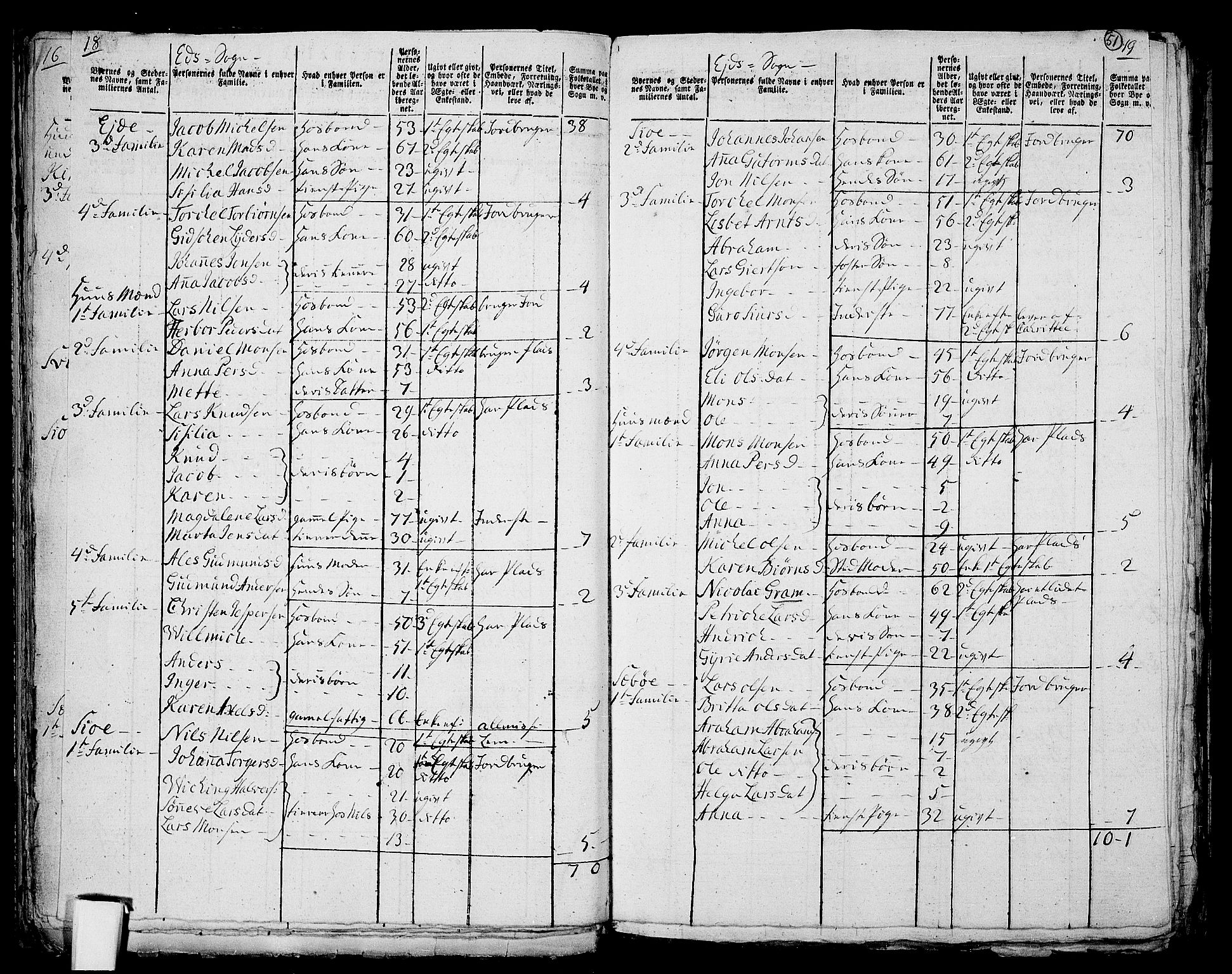 RA, 1801 census for 1213P Fjelberg, 1801, p. 50b-51a