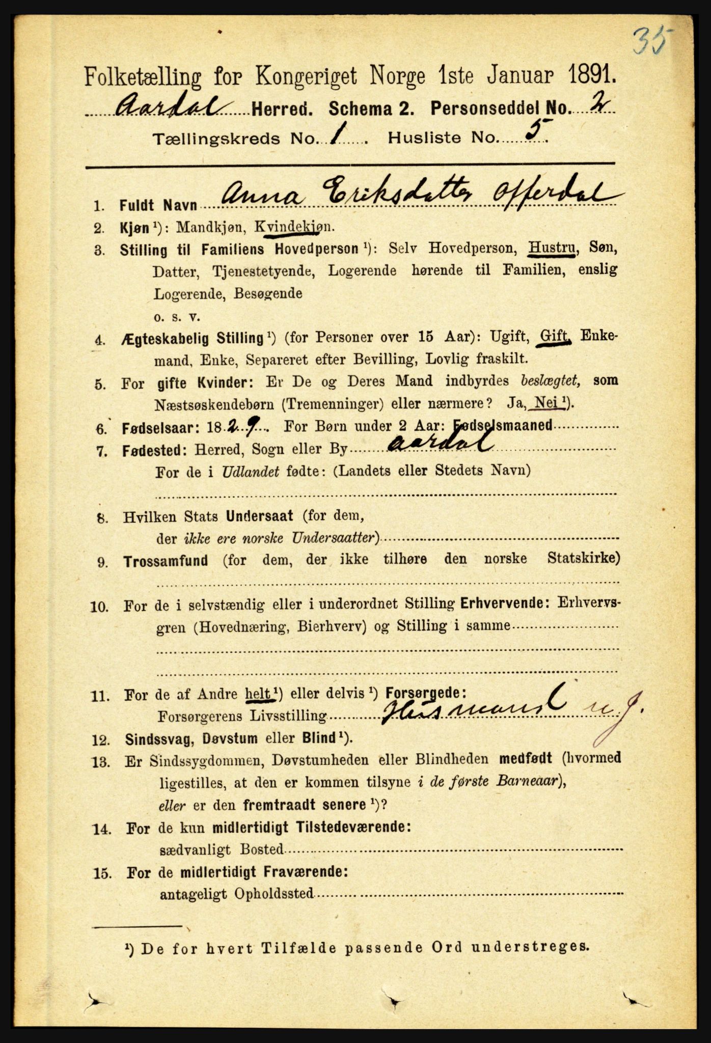 RA, 1891 census for 1424 Årdal, 1891, p. 68