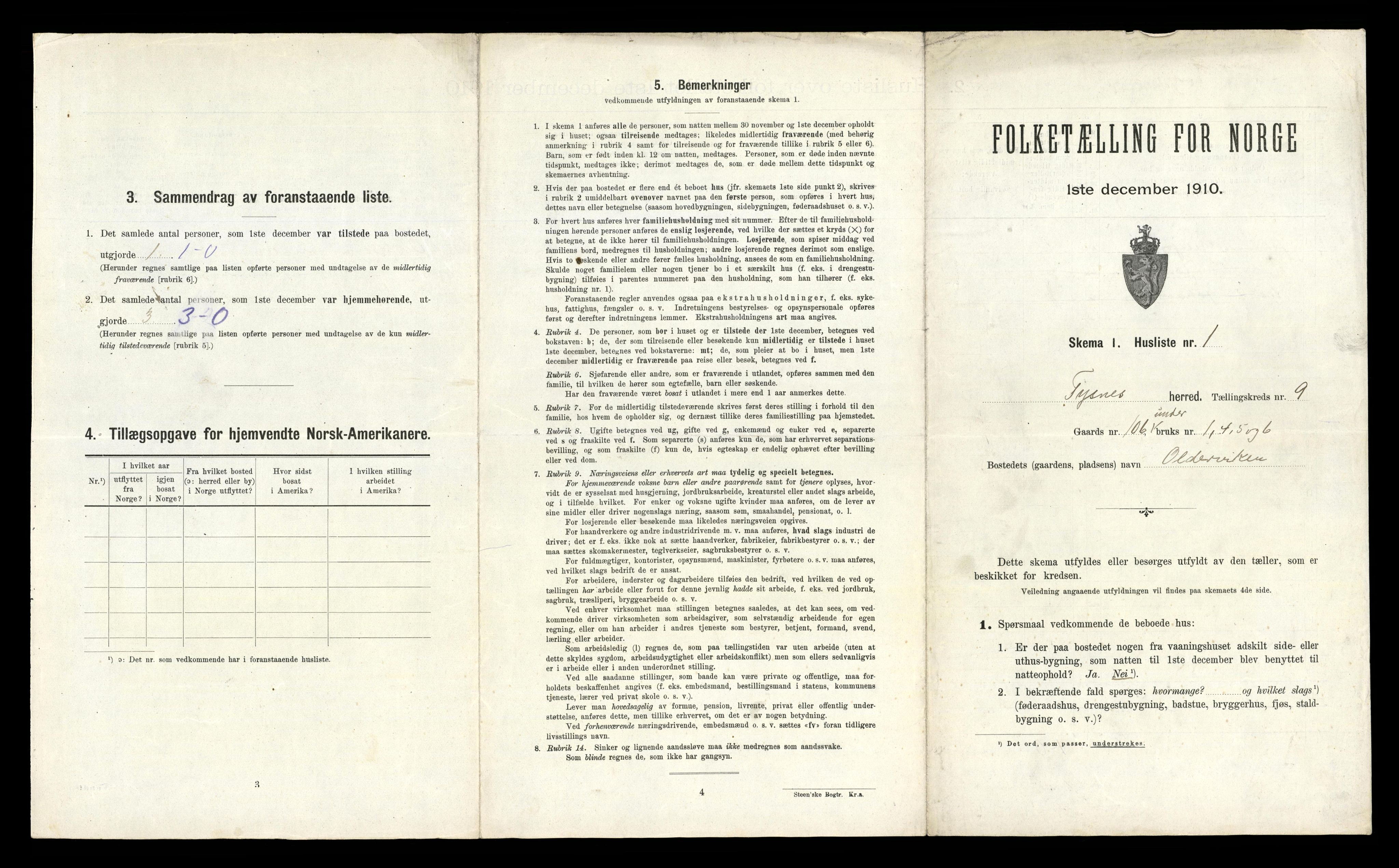 RA, 1910 census for Tysnes, 1910, p. 1012