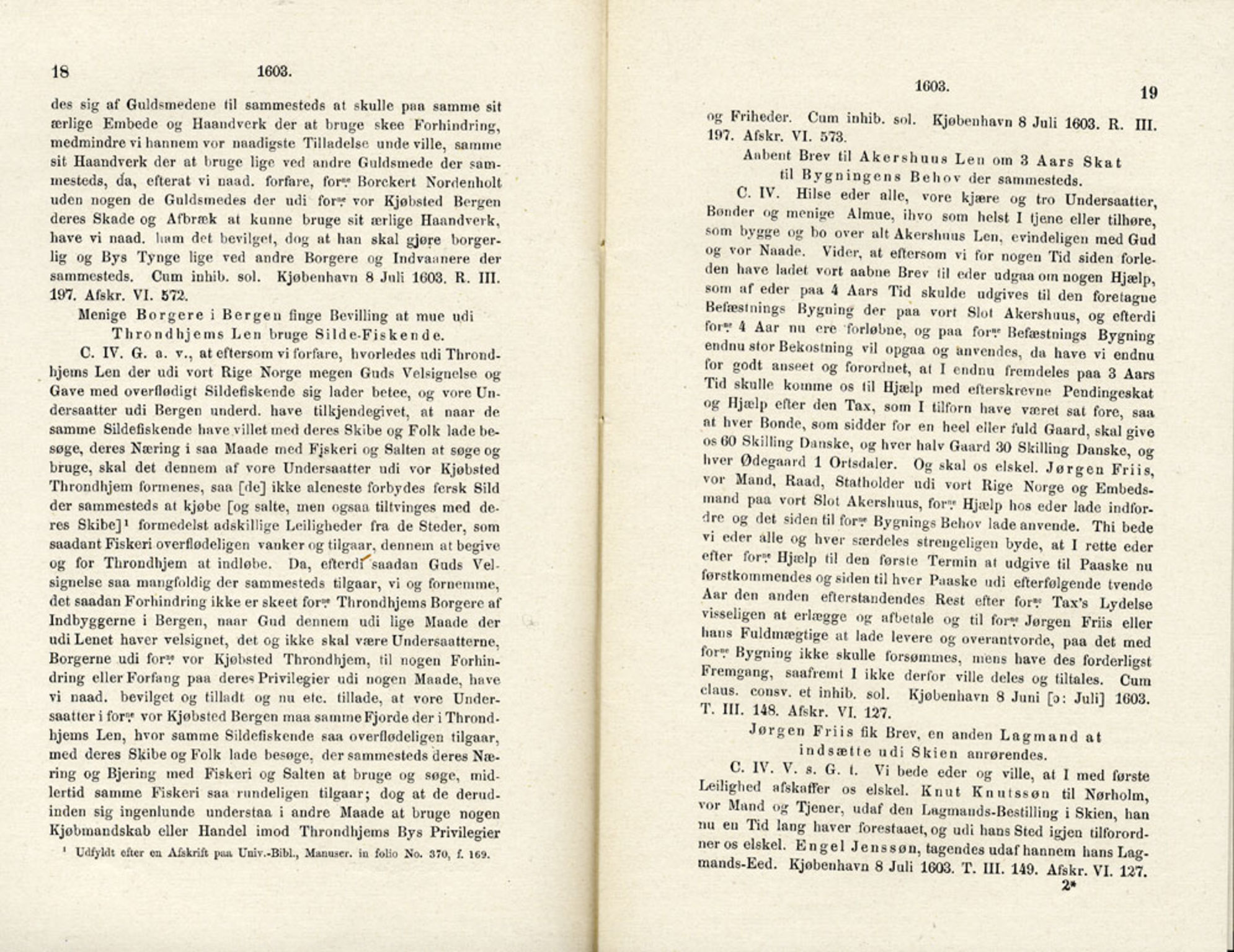 Publikasjoner utgitt av Det Norske Historiske Kildeskriftfond, PUBL/-/-/-: Norske Rigs-Registranter, bind 4, 1603-1618, p. 18-19