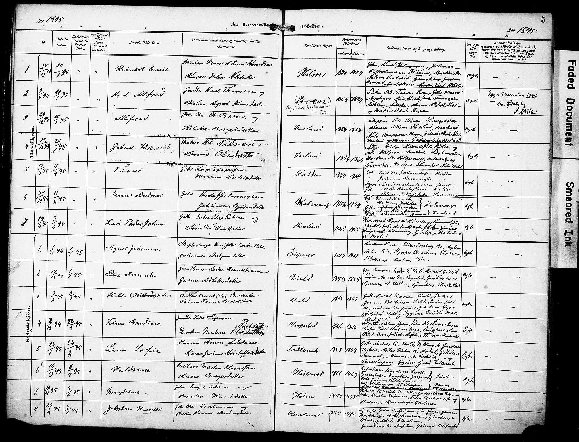 Finnås sokneprestembete, AV/SAB-A-99925/H/Ha/Haa/Haad/L0002: Parish register (official) no. D 2, 1895-1906, p. 5