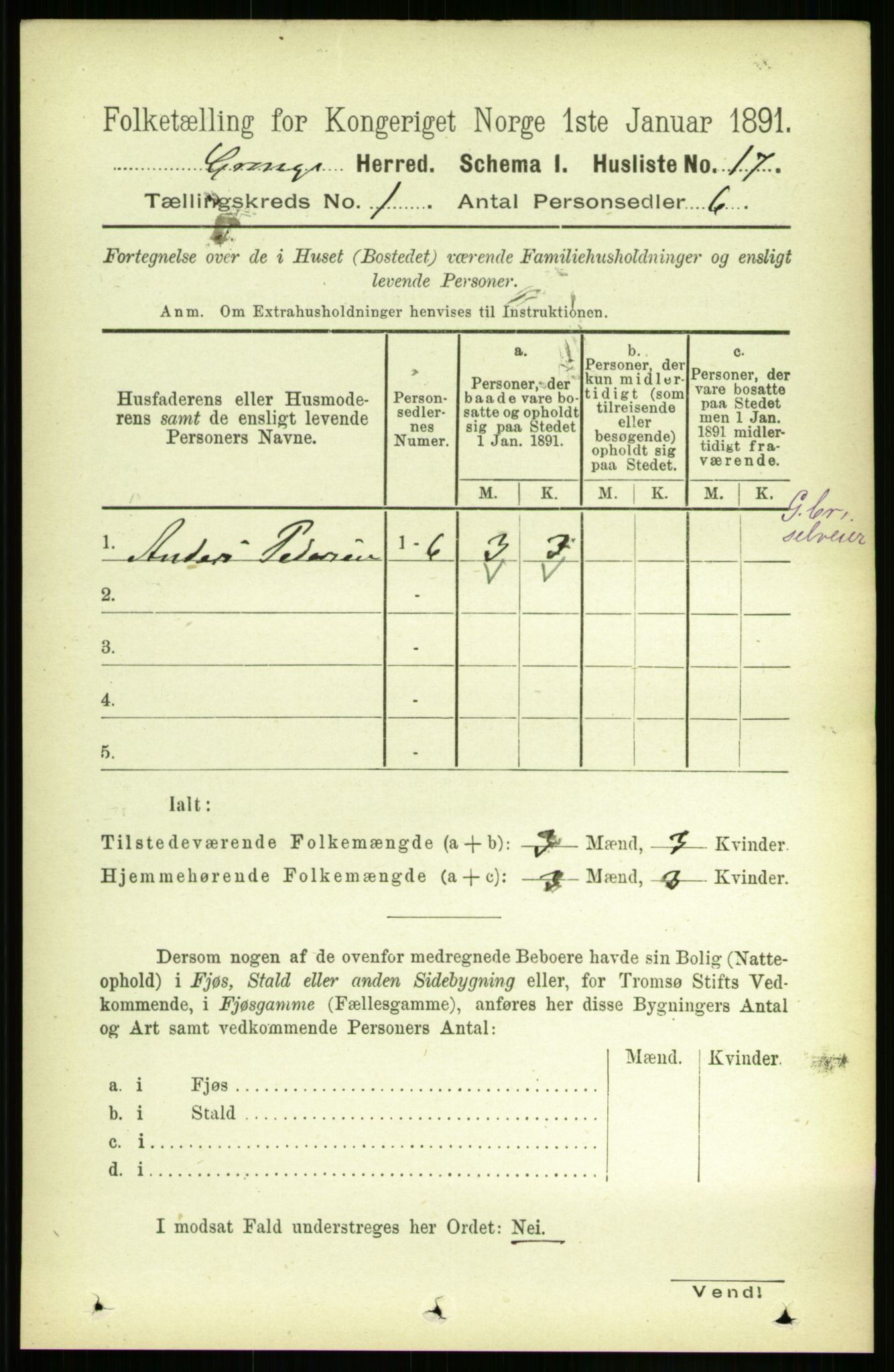 RA, 1891 census for 1742 Grong, 1891, p. 46