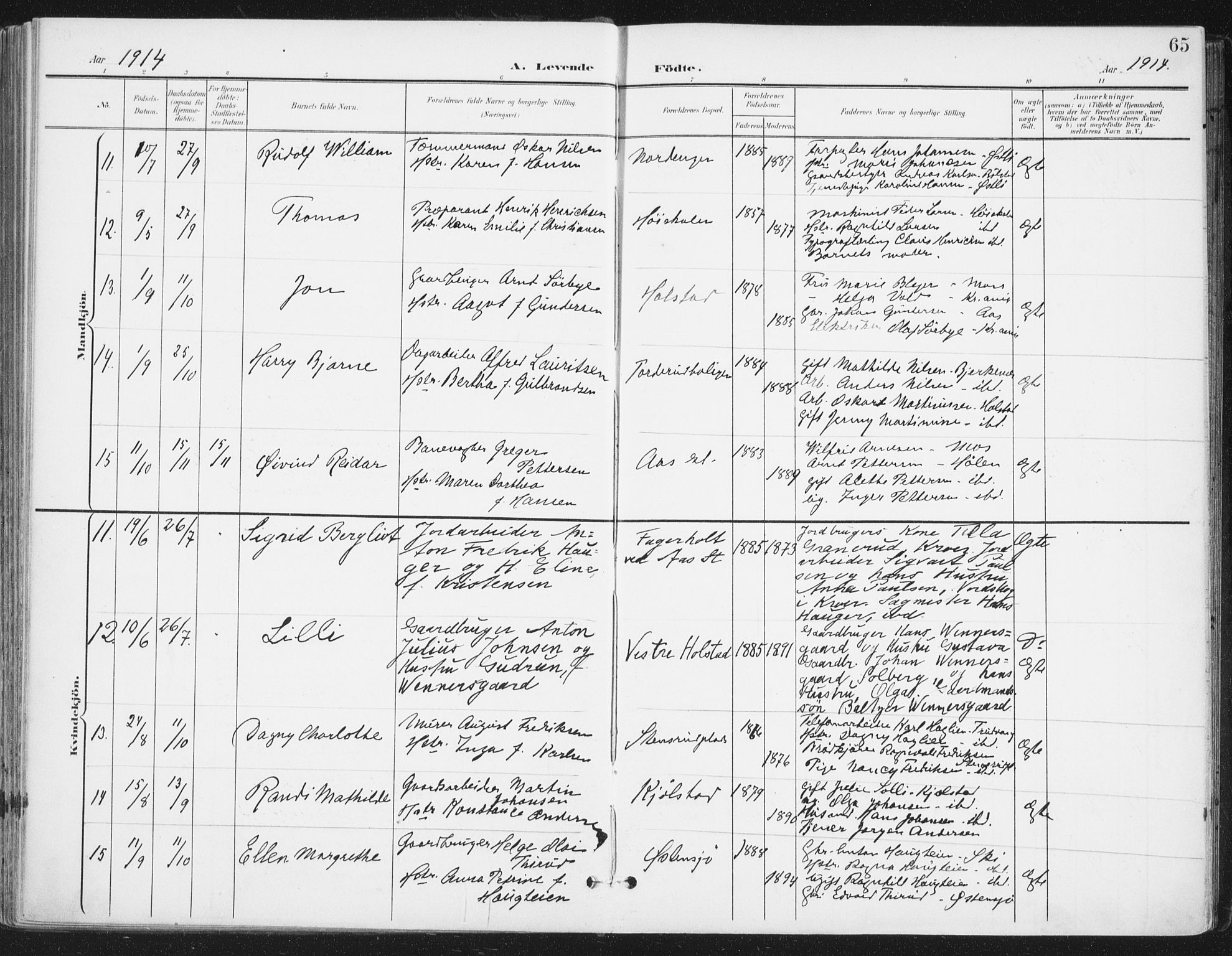 Ås prestekontor Kirkebøker, SAO/A-10894/F/Fa/L0010: Parish register (official) no. I 10, 1900-1918, p. 65