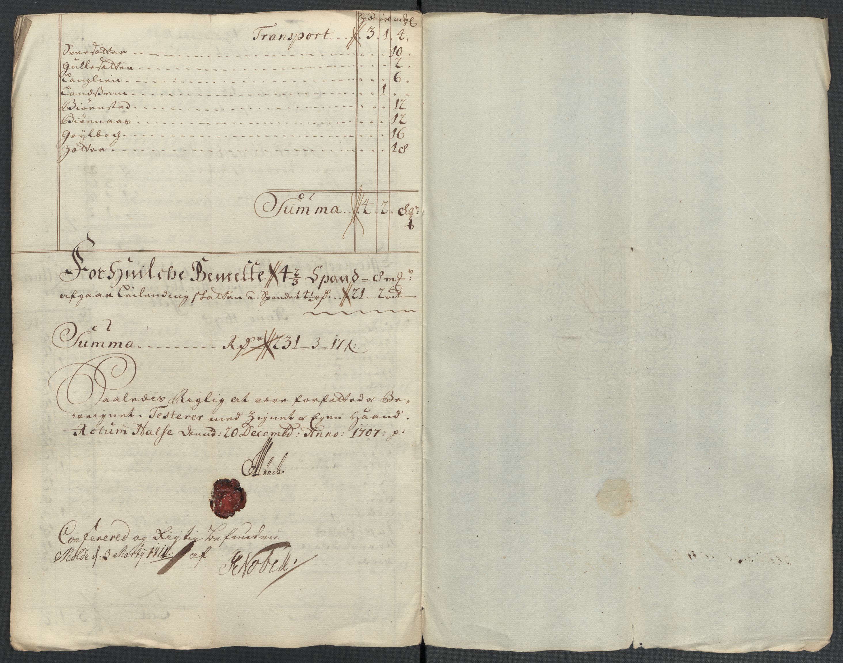 Rentekammeret inntil 1814, Reviderte regnskaper, Fogderegnskap, AV/RA-EA-4092/R56/L3742: Fogderegnskap Nordmøre, 1706-1707, p. 308