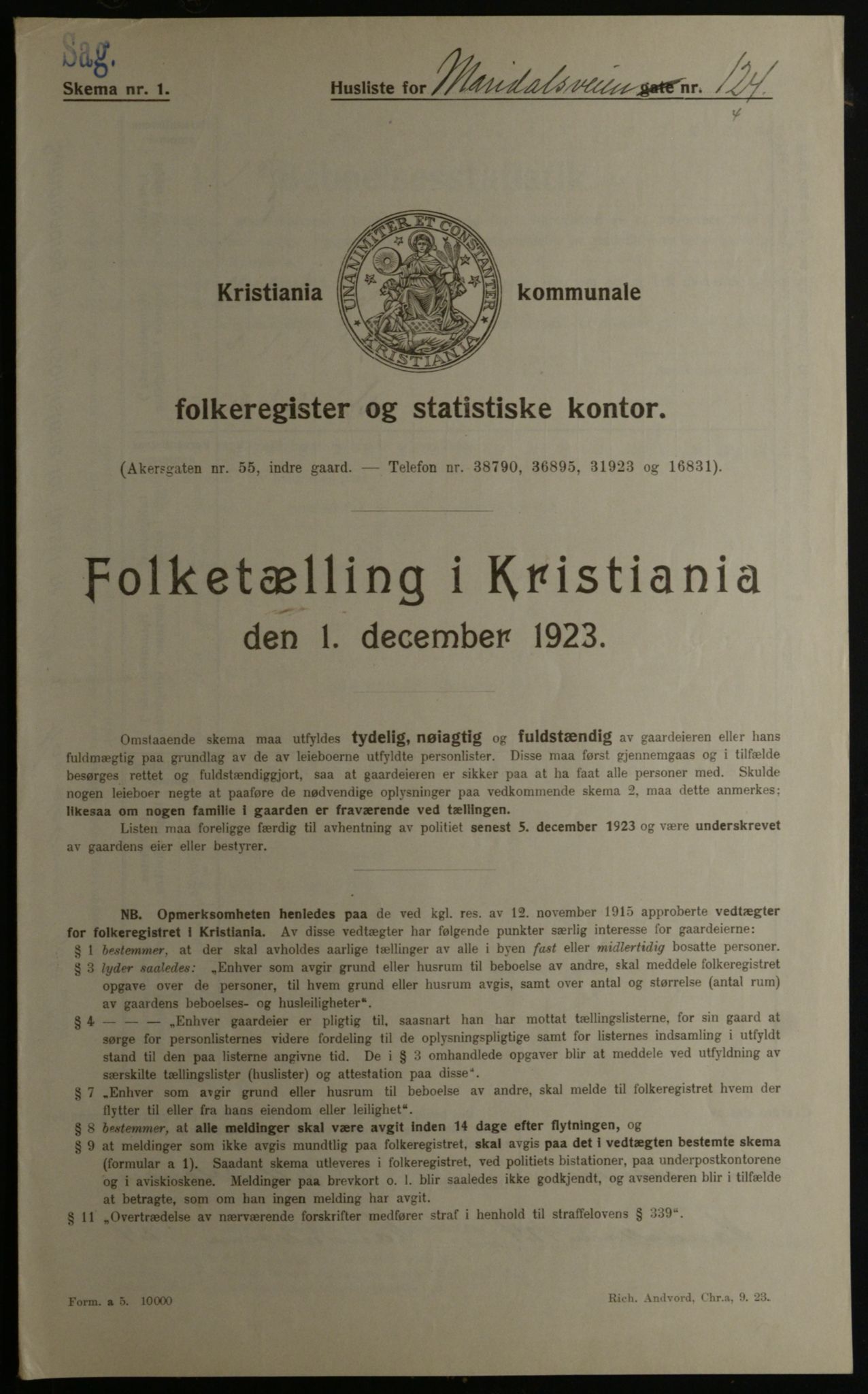 OBA, Municipal Census 1923 for Kristiania, 1923, p. 68853