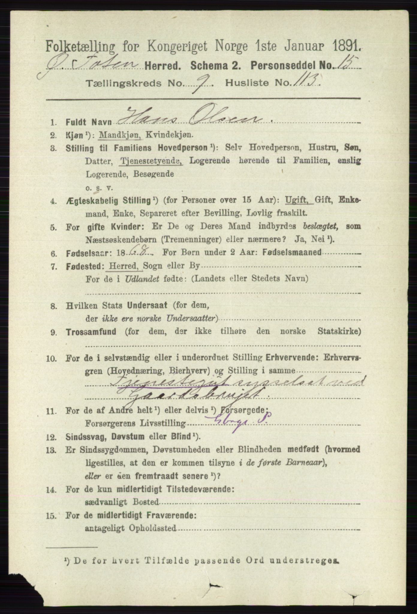 RA, 1891 census for 0528 Østre Toten, 1891, p. 6282