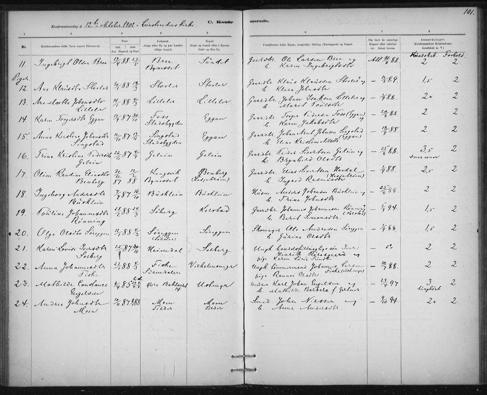 Ministerialprotokoller, klokkerbøker og fødselsregistre - Sør-Trøndelag, SAT/A-1456/613/L0392: Parish register (official) no. 613A01, 1887-1906, p. 101
