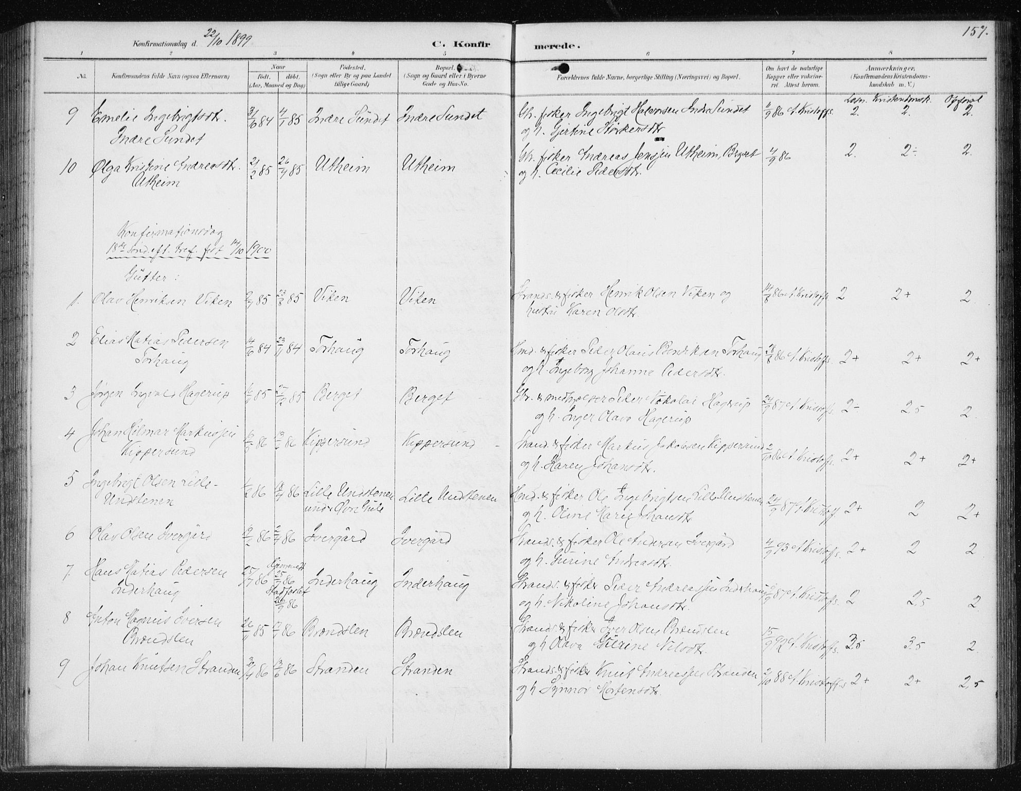 Ministerialprotokoller, klokkerbøker og fødselsregistre - Møre og Romsdal, AV/SAT-A-1454/566/L0773: Parish register (copy) no. 566C02, 1892-1909, p. 157