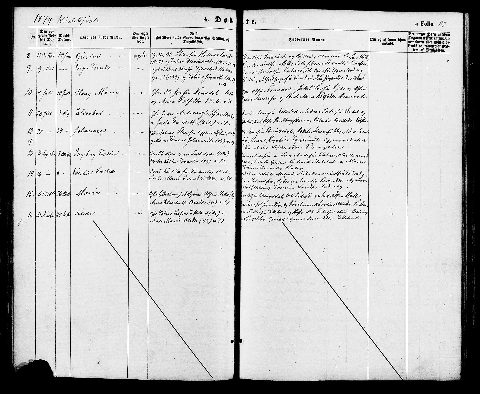 Holum sokneprestkontor, AV/SAK-1111-0022/F/Fa/Faa/L0006: Parish register (official) no. A 6, 1865-1883, p. 88