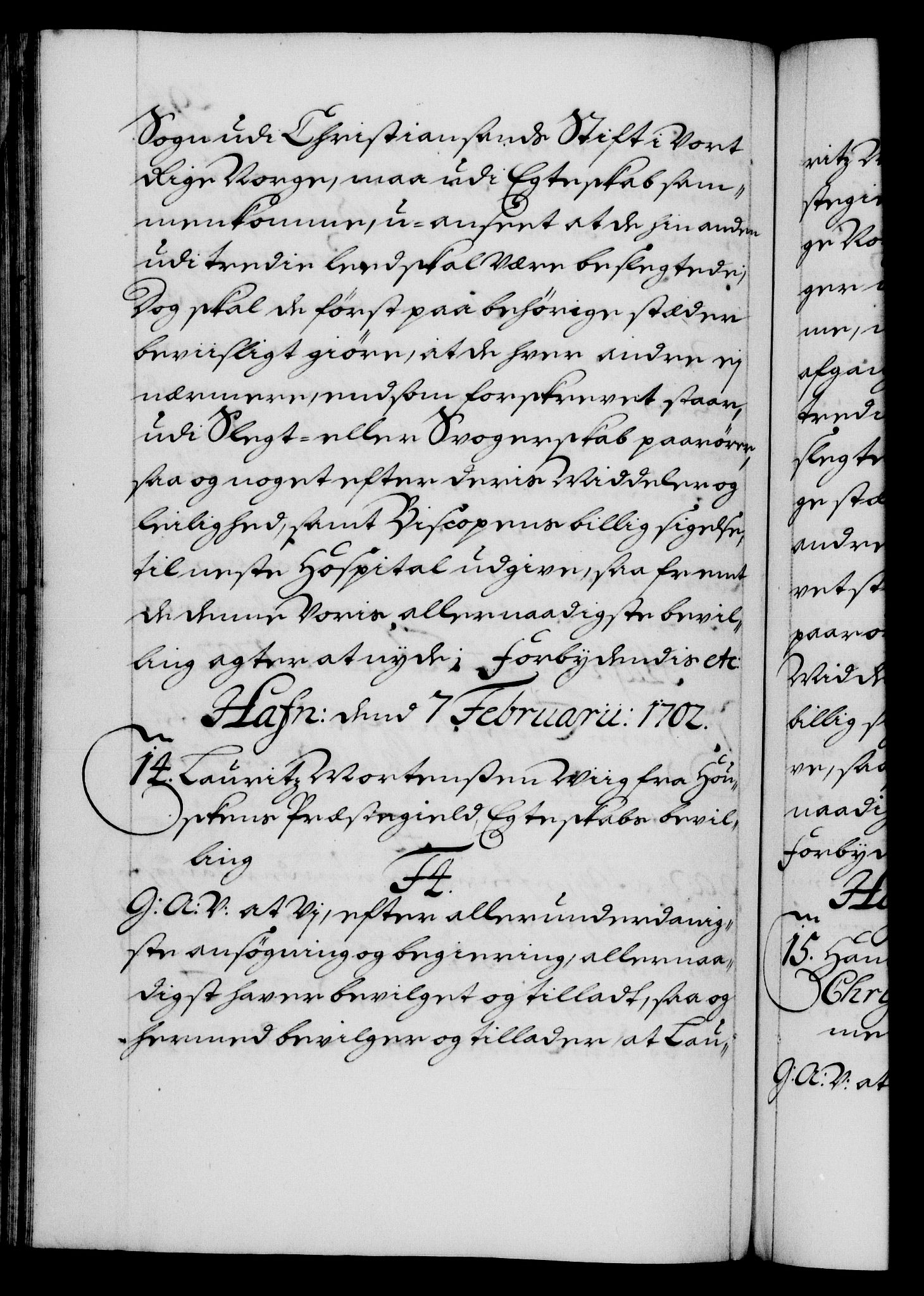 Danske Kanselli 1572-1799, AV/RA-EA-3023/F/Fc/Fca/Fcaa/L0018: Norske registre, 1699-1703, p. 294b