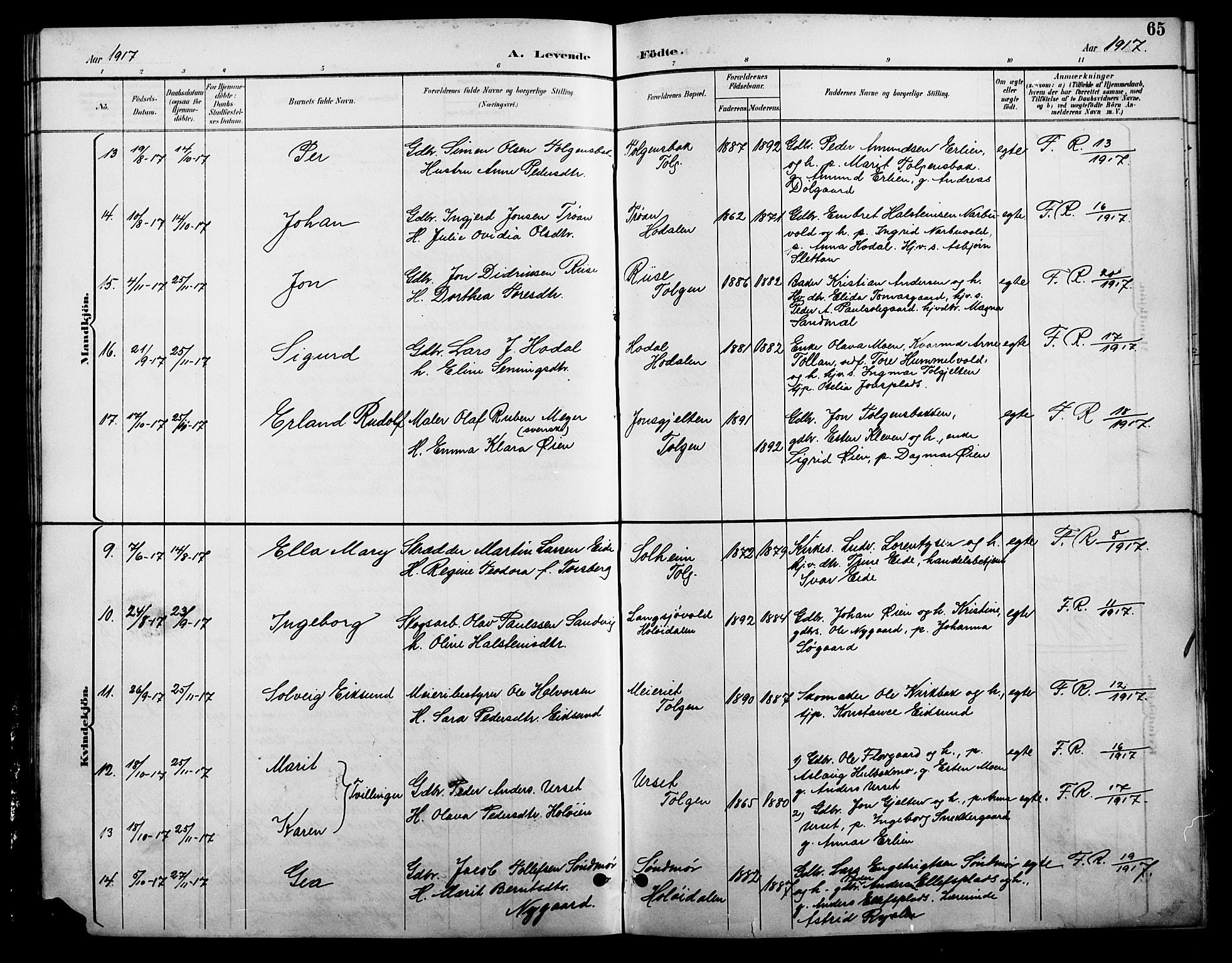 Tolga prestekontor, AV/SAH-PREST-062/L/L0009: Parish register (copy) no. 9, 1892-1919, p. 65