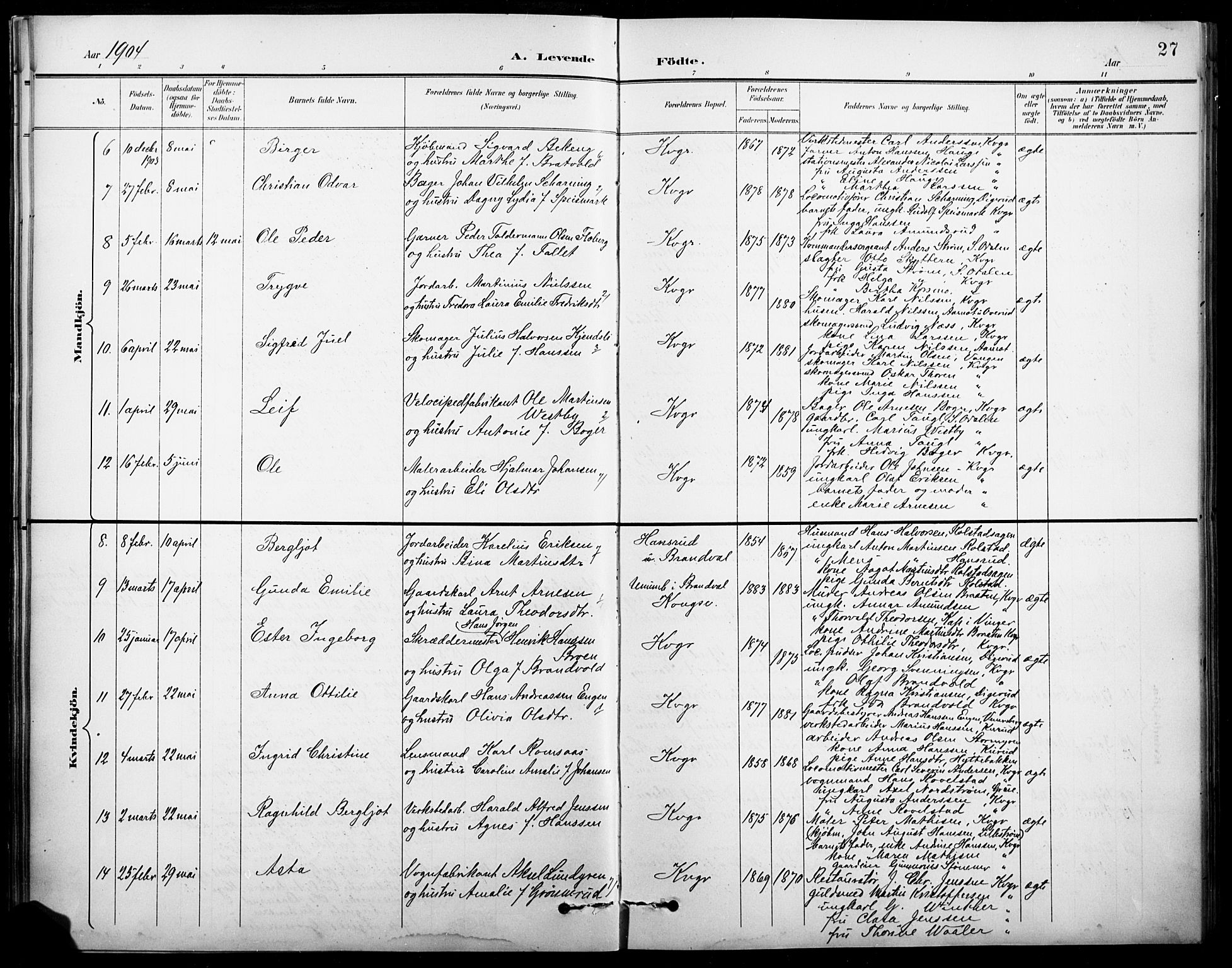 Vinger prestekontor, AV/SAH-PREST-024/H/Ha/Hab/L0005: Parish register (copy) no. 5, 1895-1920, p. 27