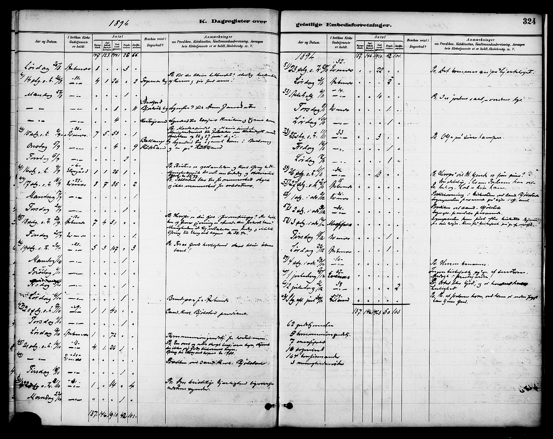 Ministerialprotokoller, klokkerbøker og fødselsregistre - Nordland, AV/SAT-A-1459/863/L0898: Parish register (official) no. 863A10, 1886-1897, p. 324