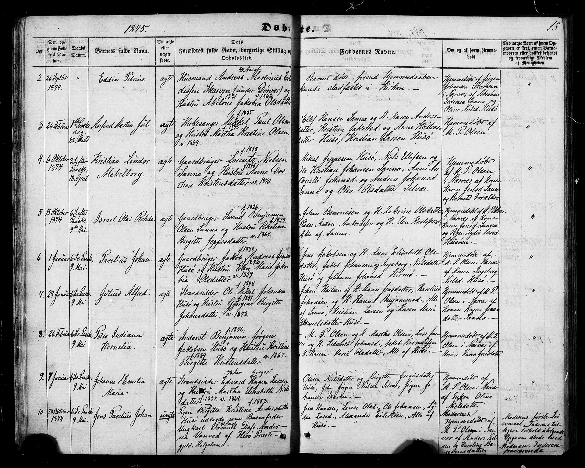 Ministerialprotokoller, klokkerbøker og fødselsregistre - Nordland, SAT/A-1459/840/L0579: Parish register (official) no. 840A01, 1863-1887, p. 15