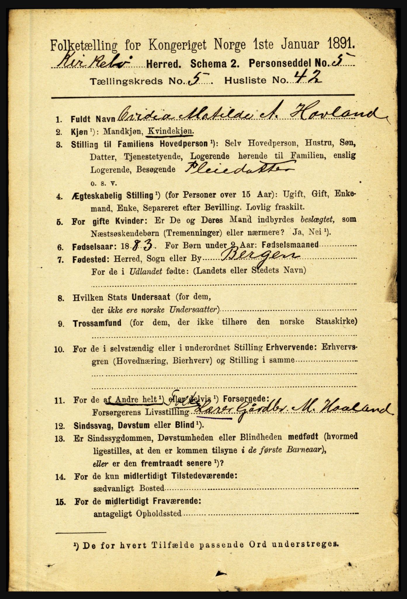 RA, 1891 census for 1416 Kyrkjebø, 1891, p. 1309