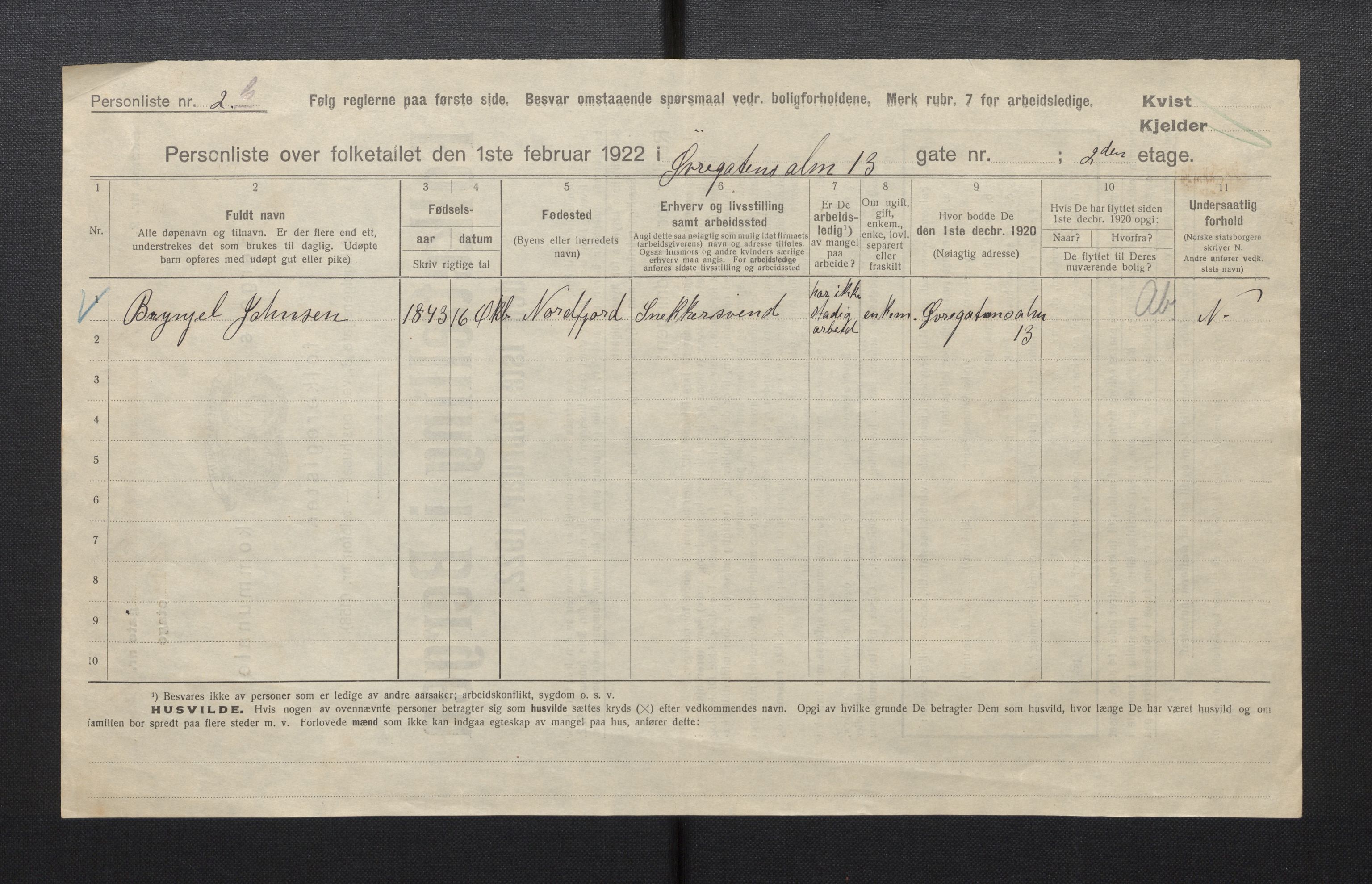 SAB, Municipal Census 1922 for Bergen, 1922, p. 49502