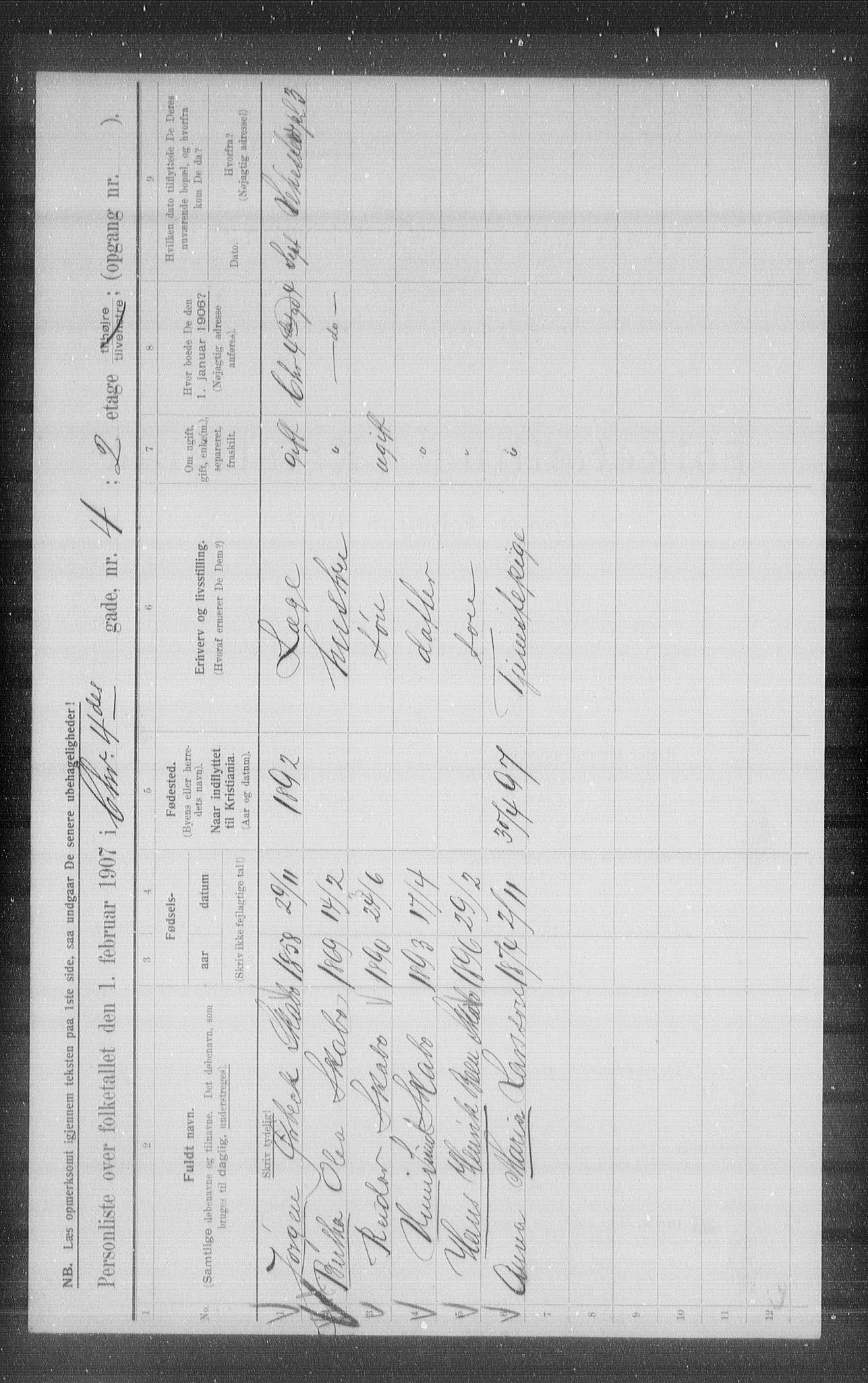 OBA, Municipal Census 1907 for Kristiania, 1907, p. 27514