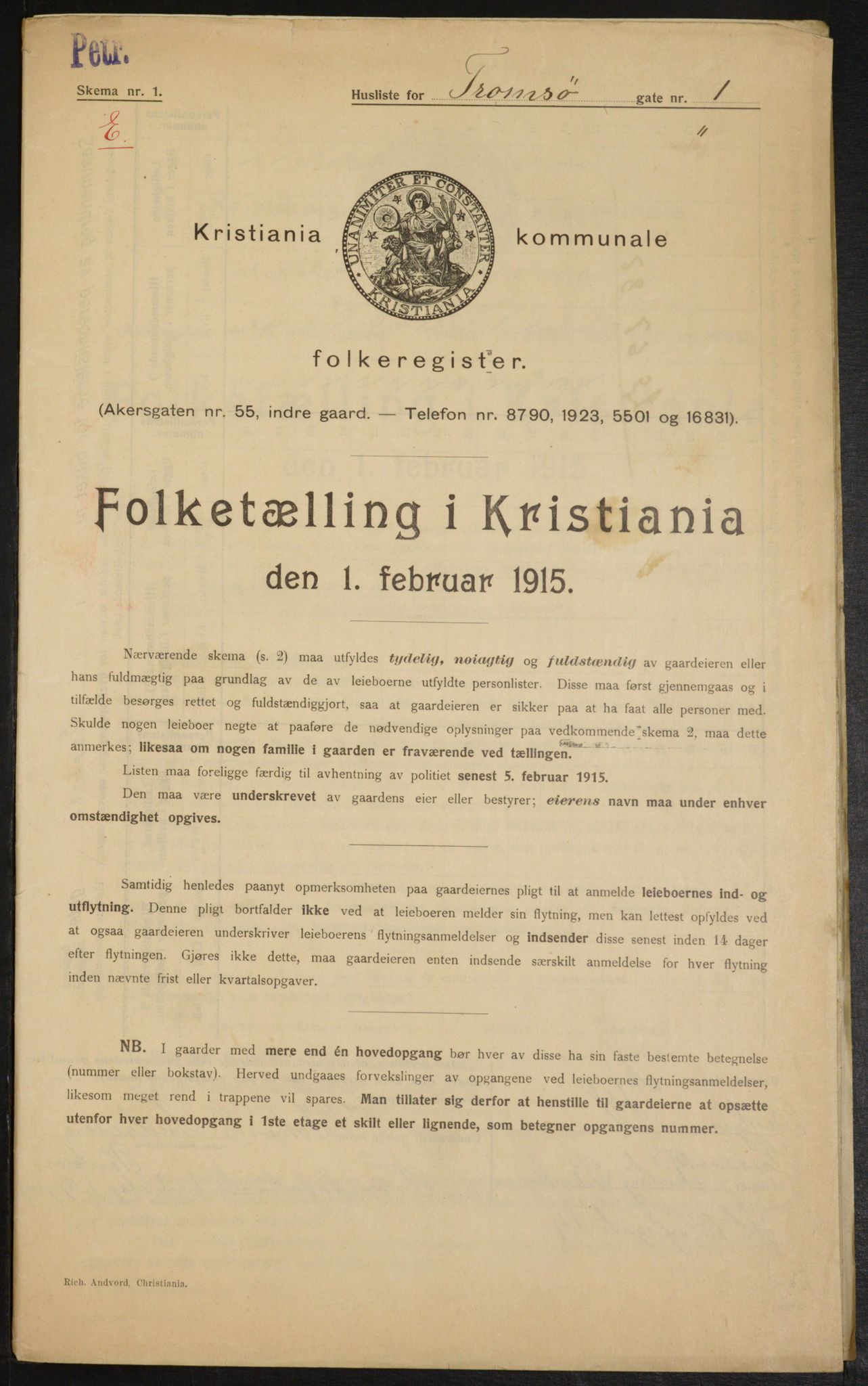 OBA, Municipal Census 1915 for Kristiania, 1915, p. 115799