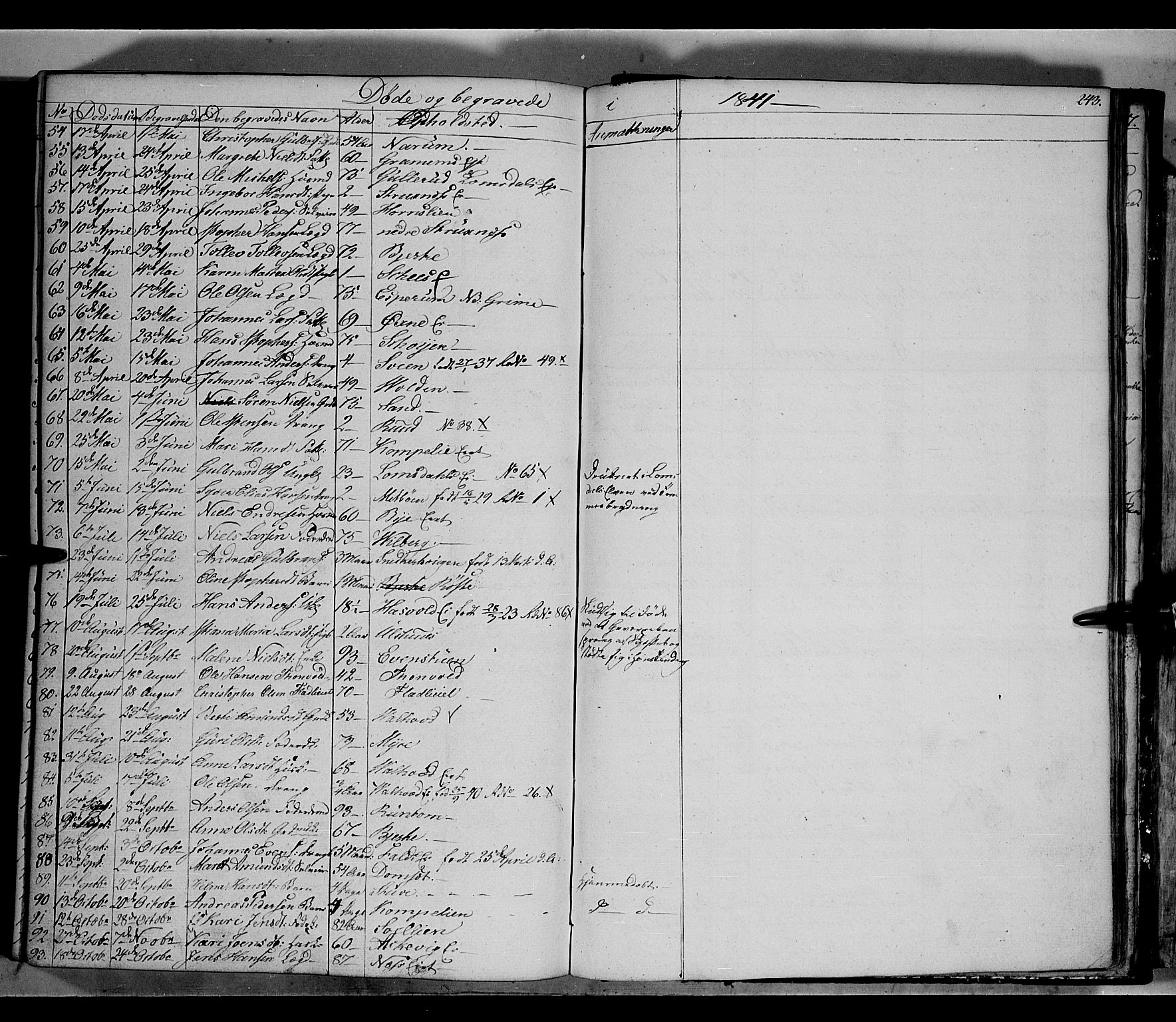 Land prestekontor, SAH/PREST-120/H/Ha/Hab/L0002: Parish register (copy) no. 2, 1833-1849, p. 243