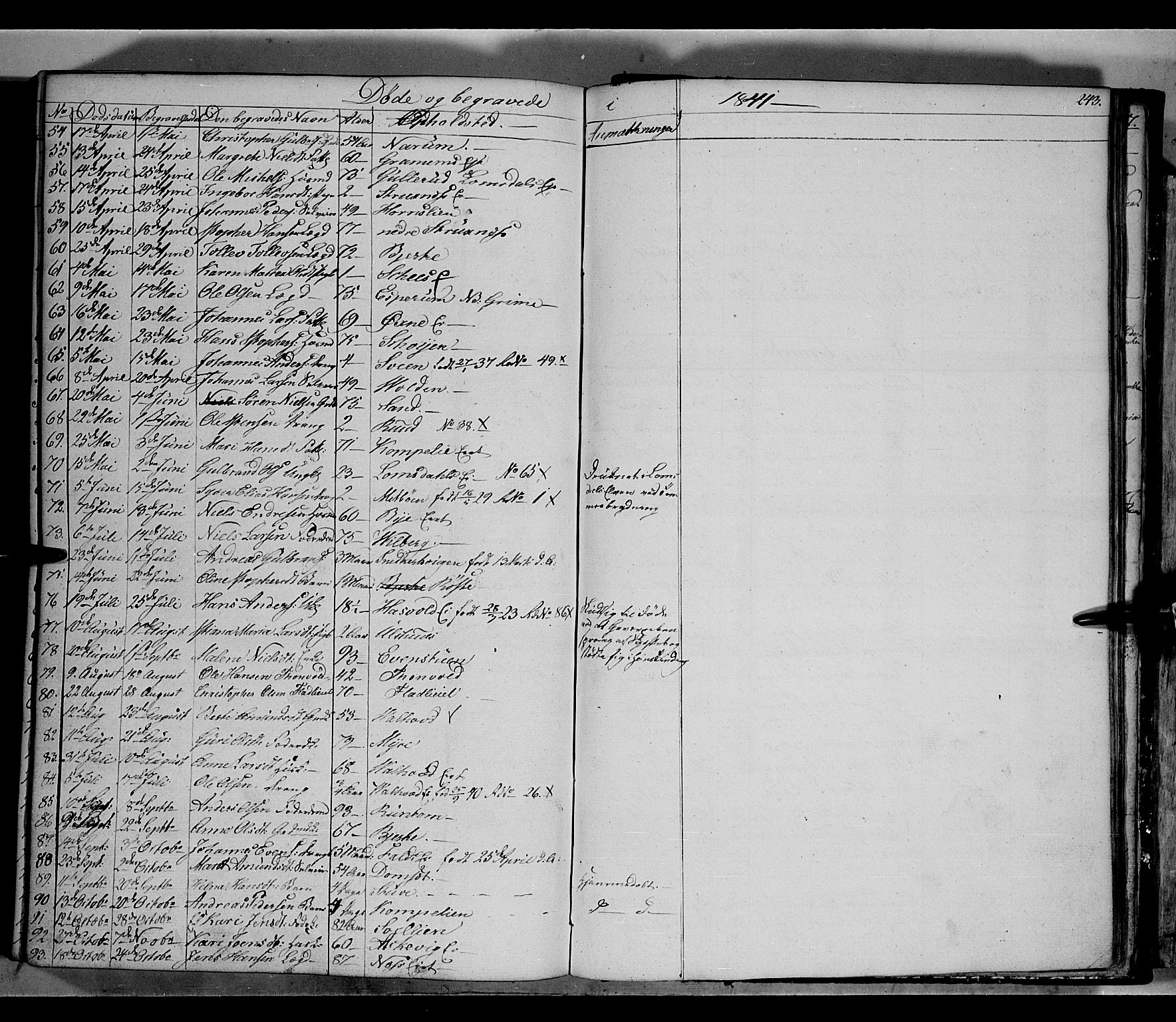 Land prestekontor, AV/SAH-PREST-120/H/Ha/Hab/L0002: Parish register (copy) no. 2, 1833-1849, p. 243