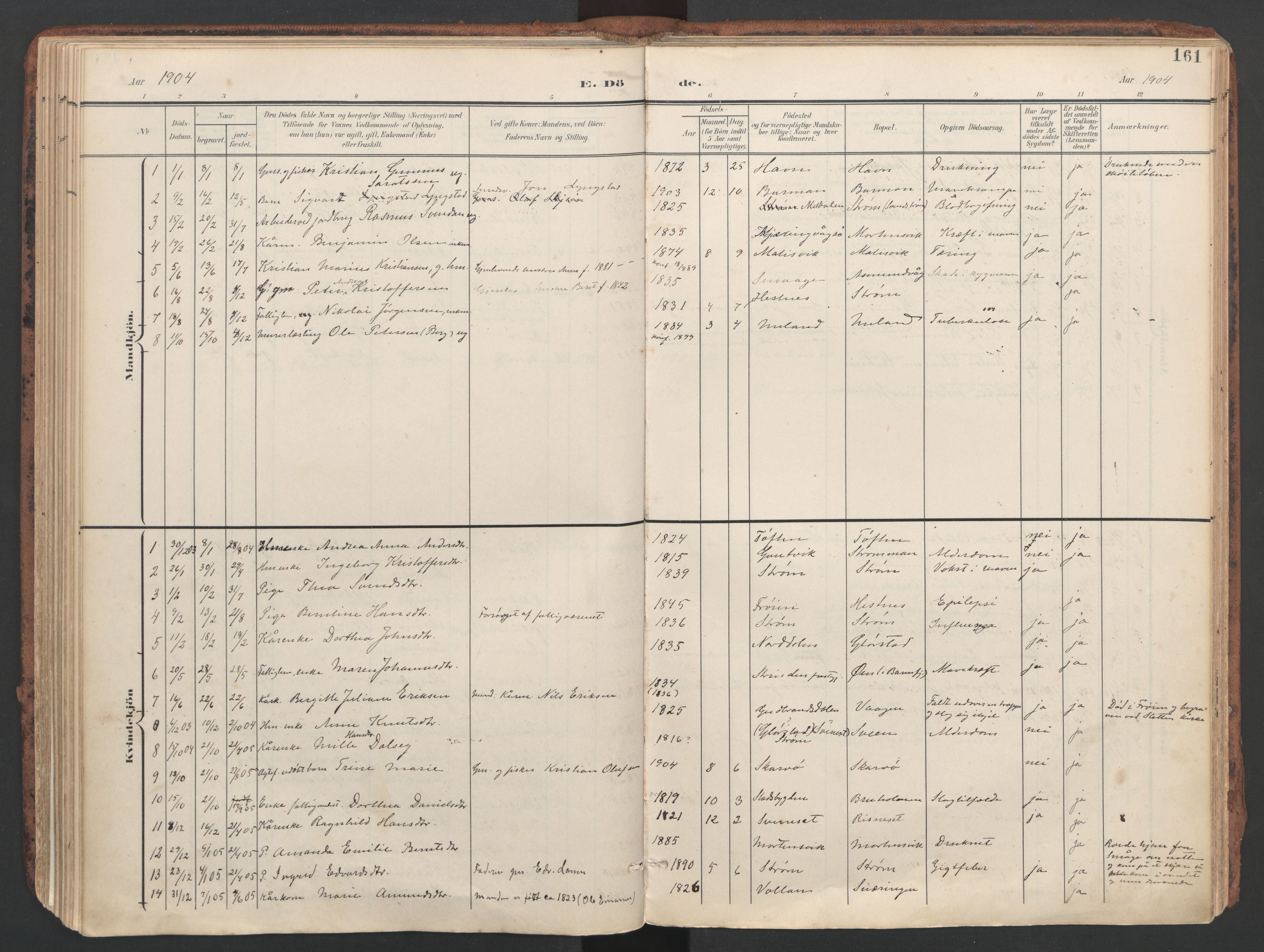 Ministerialprotokoller, klokkerbøker og fødselsregistre - Sør-Trøndelag, SAT/A-1456/634/L0537: Parish register (official) no. 634A13, 1896-1922, p. 161