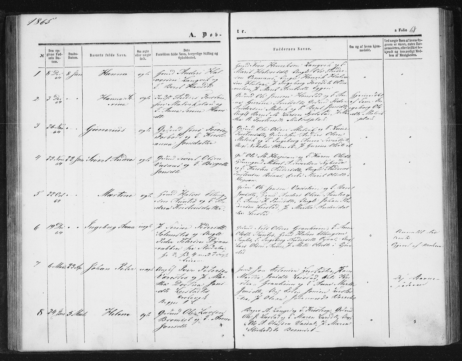 Ministerialprotokoller, klokkerbøker og fødselsregistre - Sør-Trøndelag, SAT/A-1456/616/L0408: Parish register (official) no. 616A05, 1857-1865, p. 68