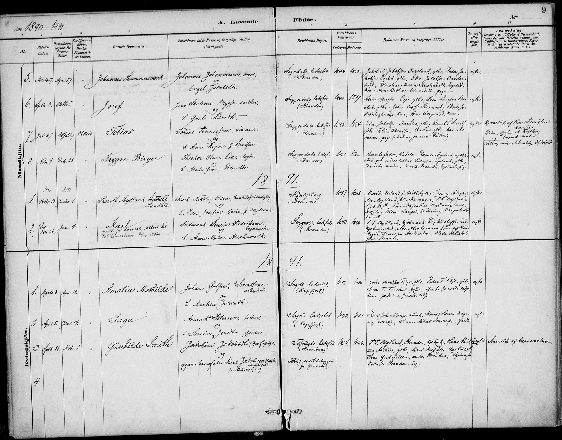 Sokndal sokneprestkontor, AV/SAST-A-101808: Parish register (official) no. A 12, 1887-1927, p. 9