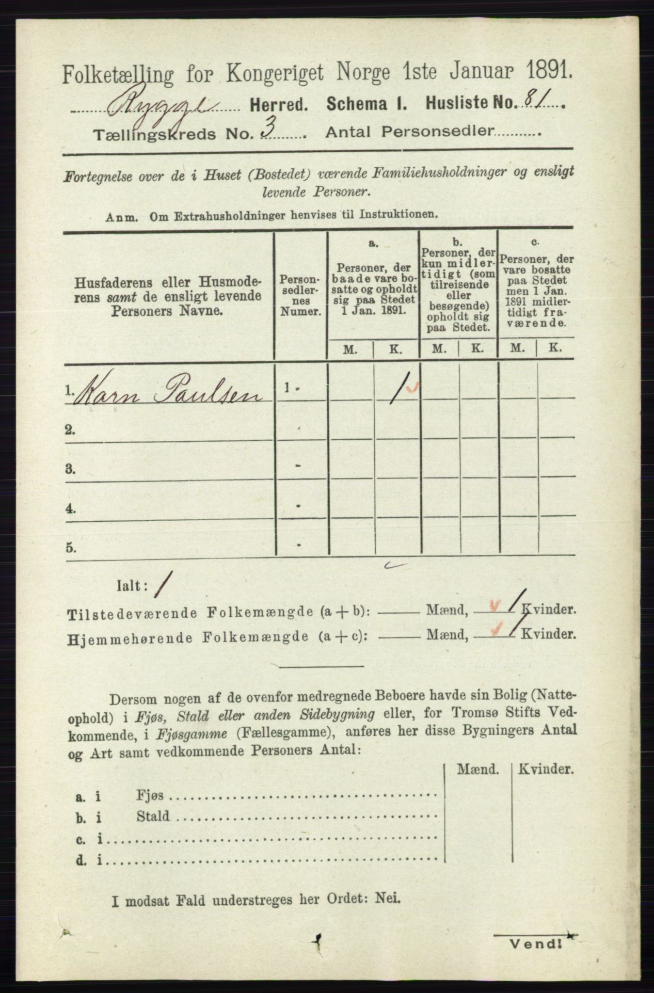 RA, 1891 census for 0136 Rygge, 1891, p. 1664