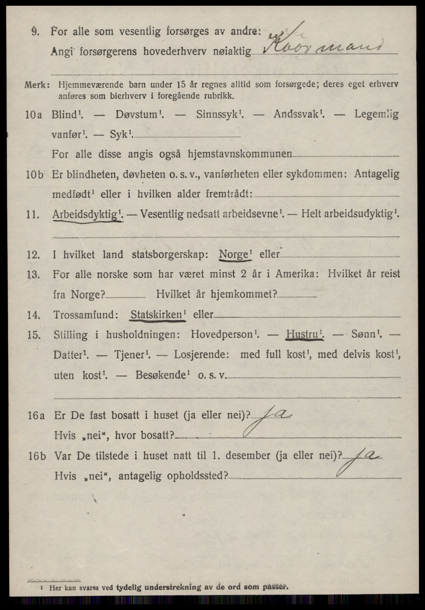 SAT, 1920 census for Volda, 1920, p. 9201