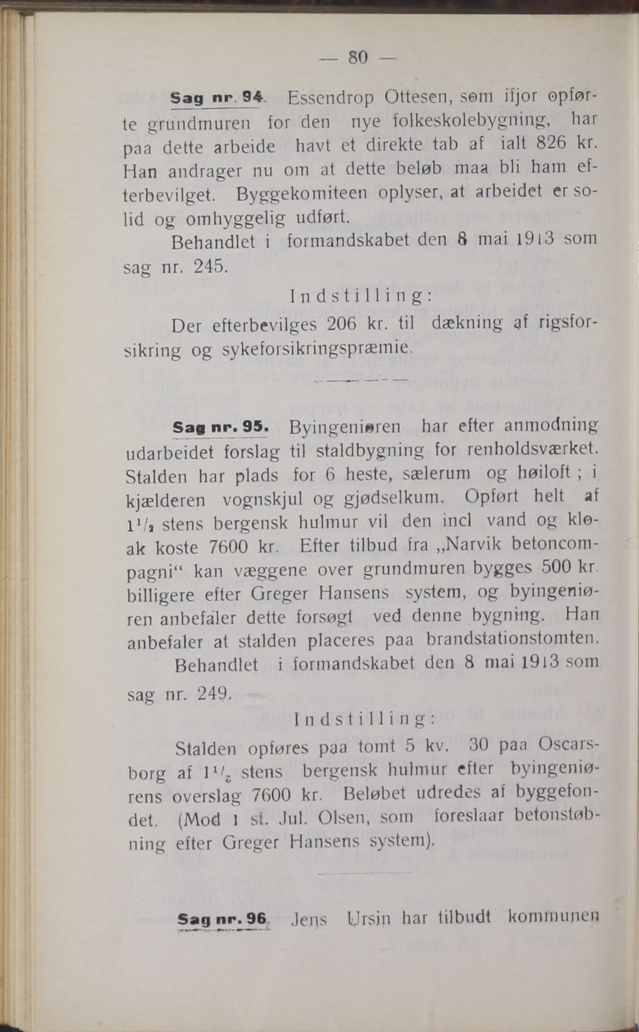 Narvik kommune. Formannskap , AIN/K-18050.150/A/Ab/L0003: Møtebok, 1913