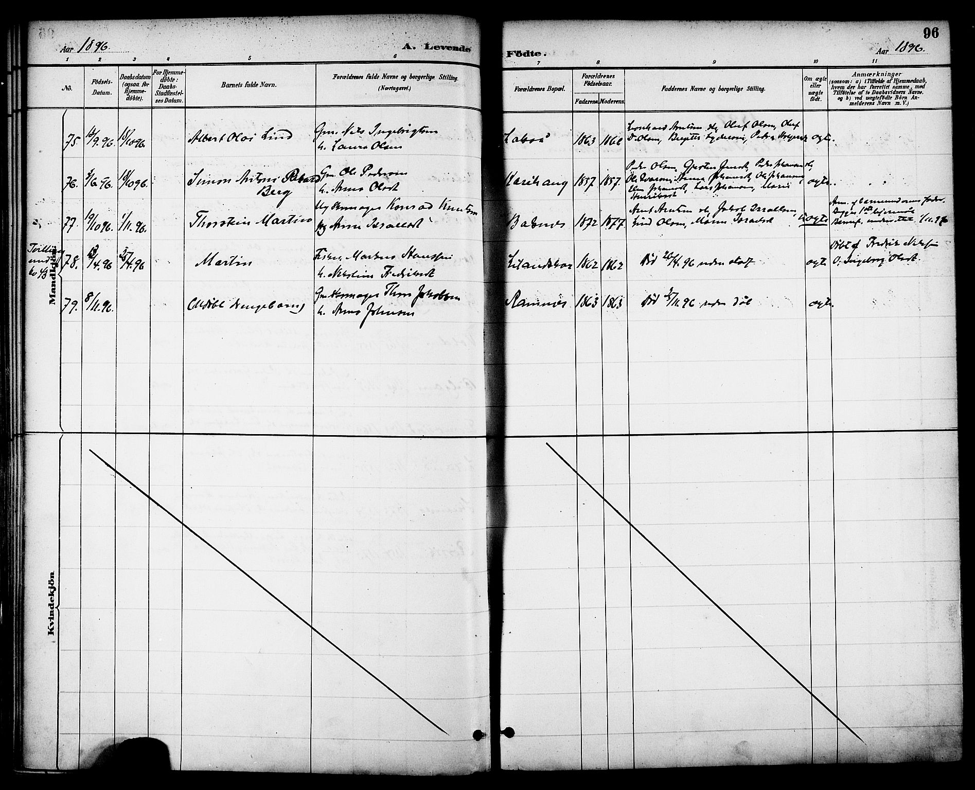 Ministerialprotokoller, klokkerbøker og fødselsregistre - Nordland, AV/SAT-A-1459/863/L0898: Parish register (official) no. 863A10, 1886-1897, p. 96