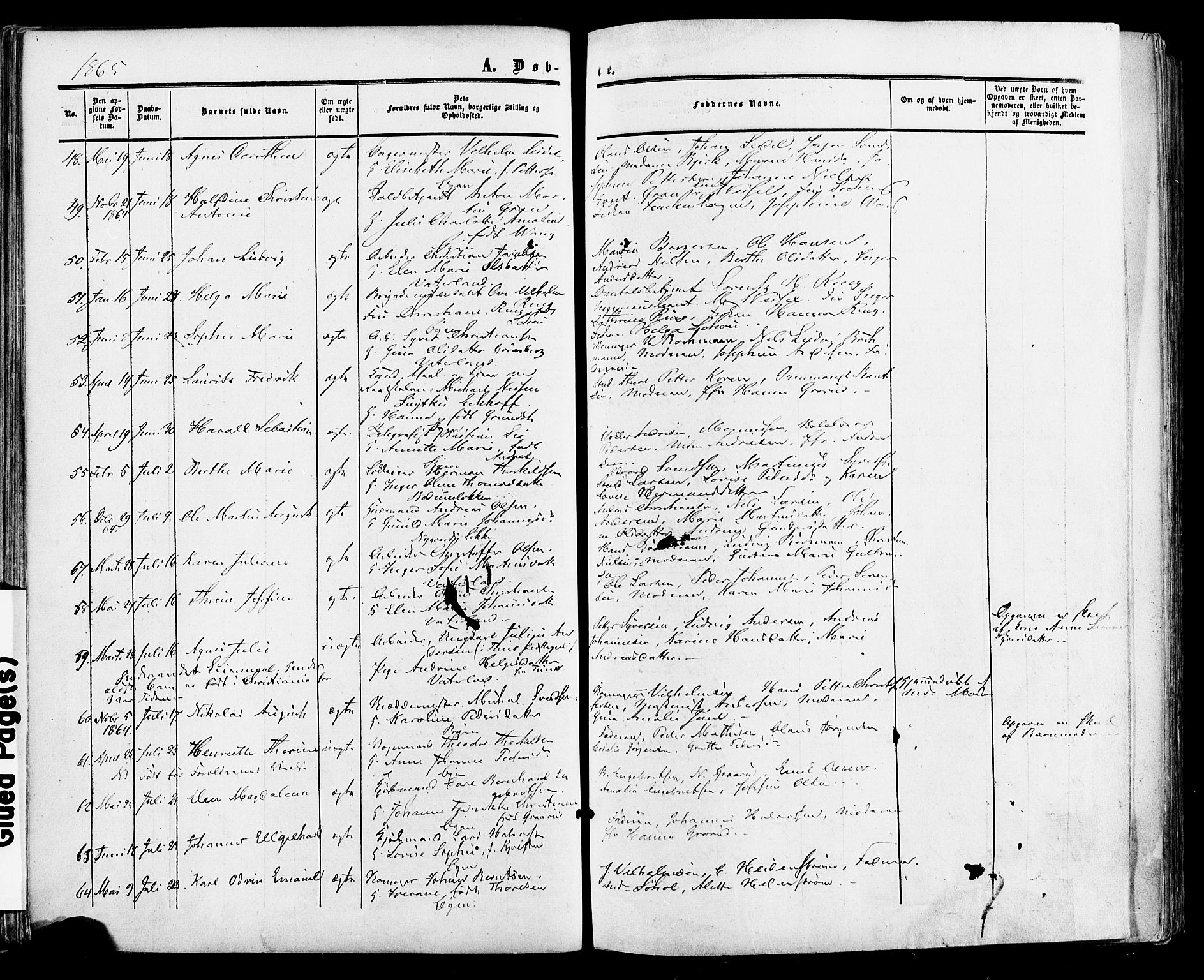 Fredrikstad prestekontor Kirkebøker, AV/SAO-A-11082/F/Fa/L0006: Parish register (official) no. 6, 1857-1878, p. 52