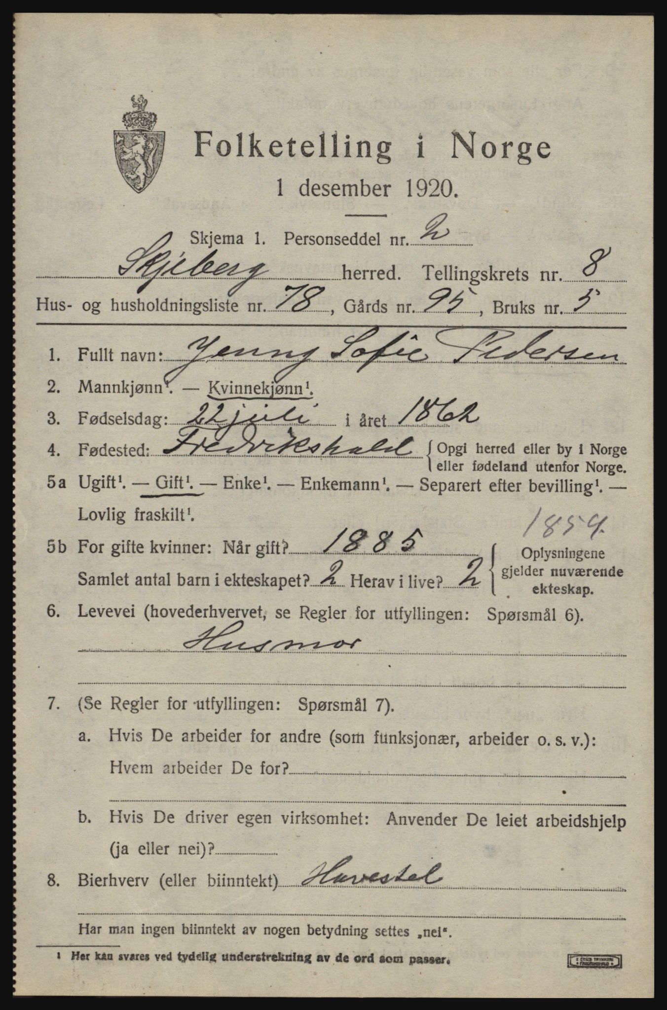 SAO, 1920 census for Skjeberg, 1920, p. 8861