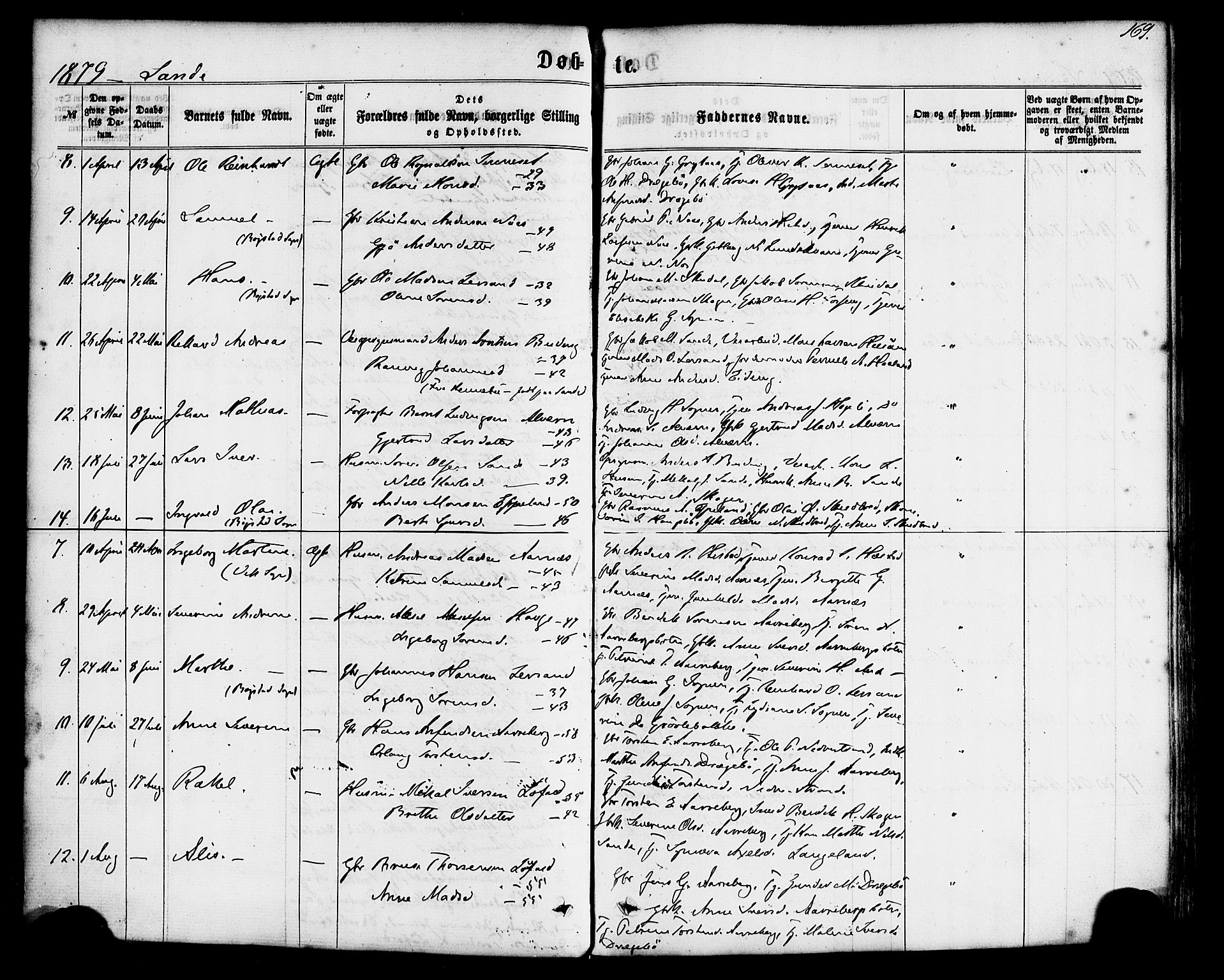 Gaular sokneprestembete, SAB/A-80001/H/Haa: Parish register (official) no. A 5, 1860-1881, p. 169
