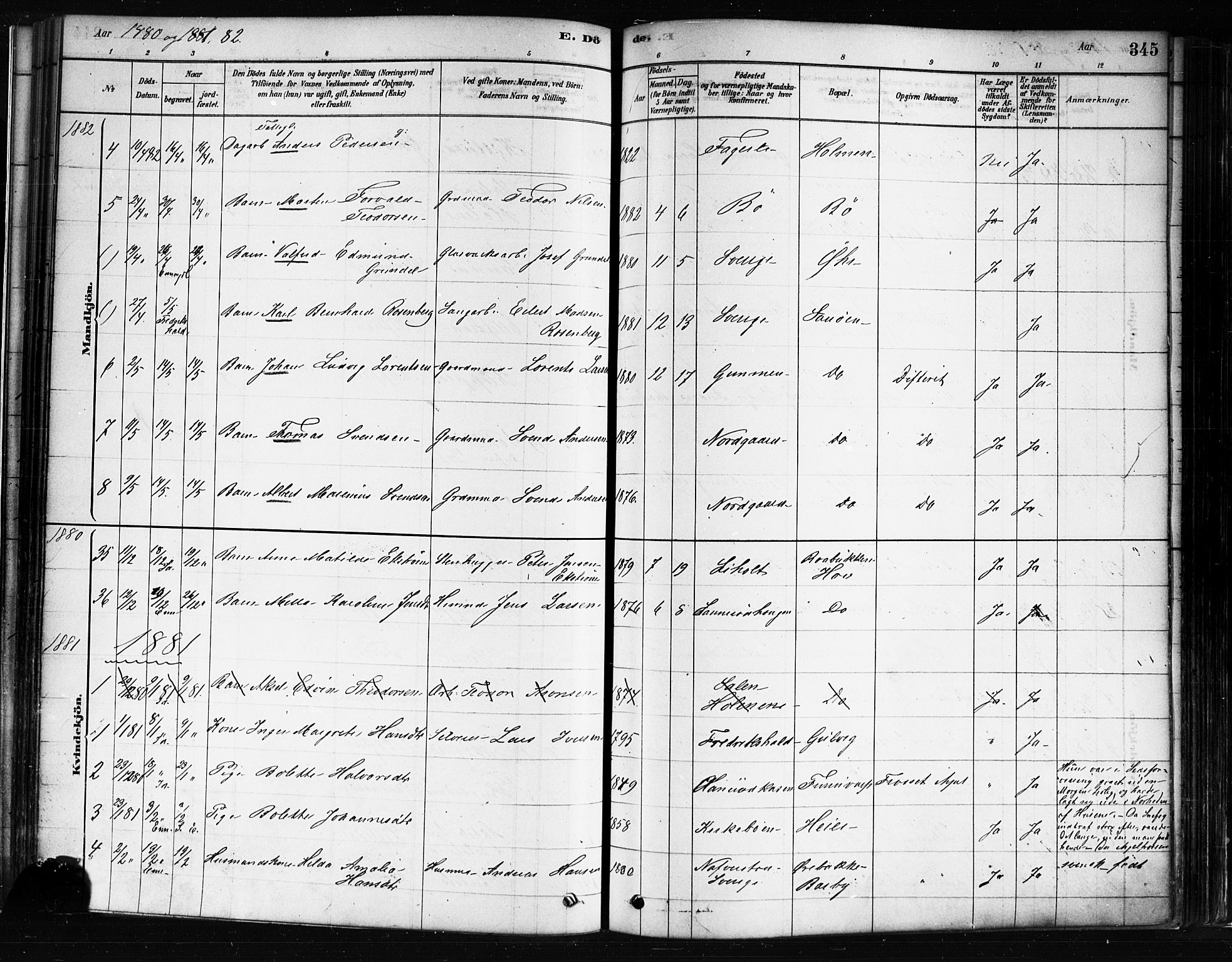 Idd prestekontor Kirkebøker, SAO/A-10911/F/Fc/L0006b: Parish register (official) no. III 6B, 1878-1903, p. 345