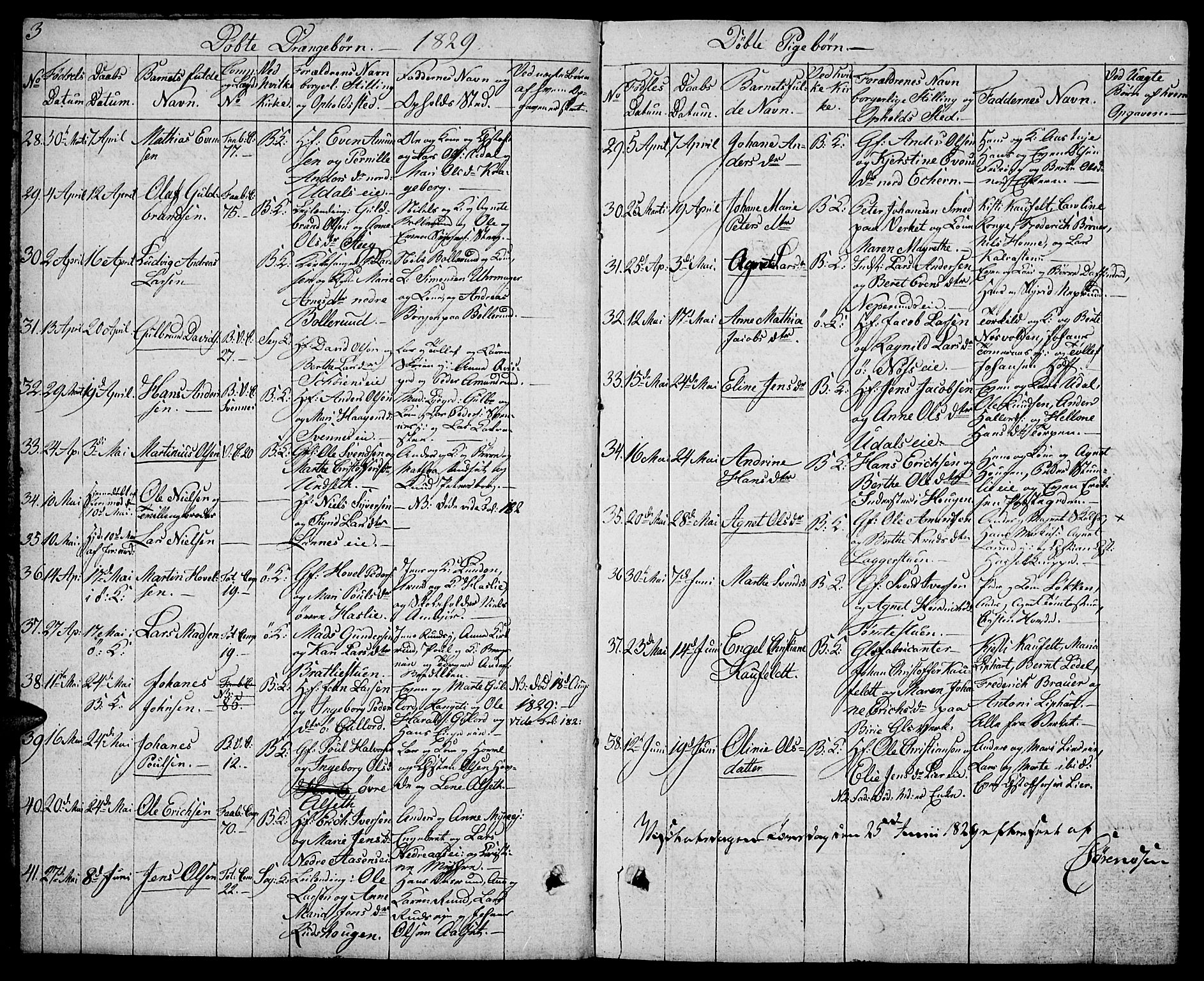 Biri prestekontor, SAH/PREST-096/H/Ha/Hab/L0002: Parish register (copy) no. 2, 1828-1842, p. 3