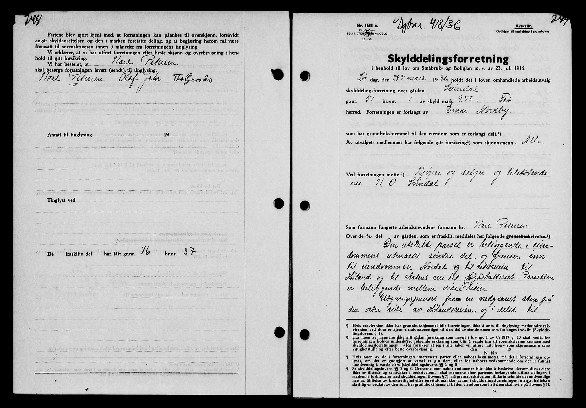 Nedre Romerike sorenskriveri, AV/SAO-A-10469/G/Gb/Gbb/L0001: Mortgage book no. A1, 1936-1936, Diary no: : 718/1936
