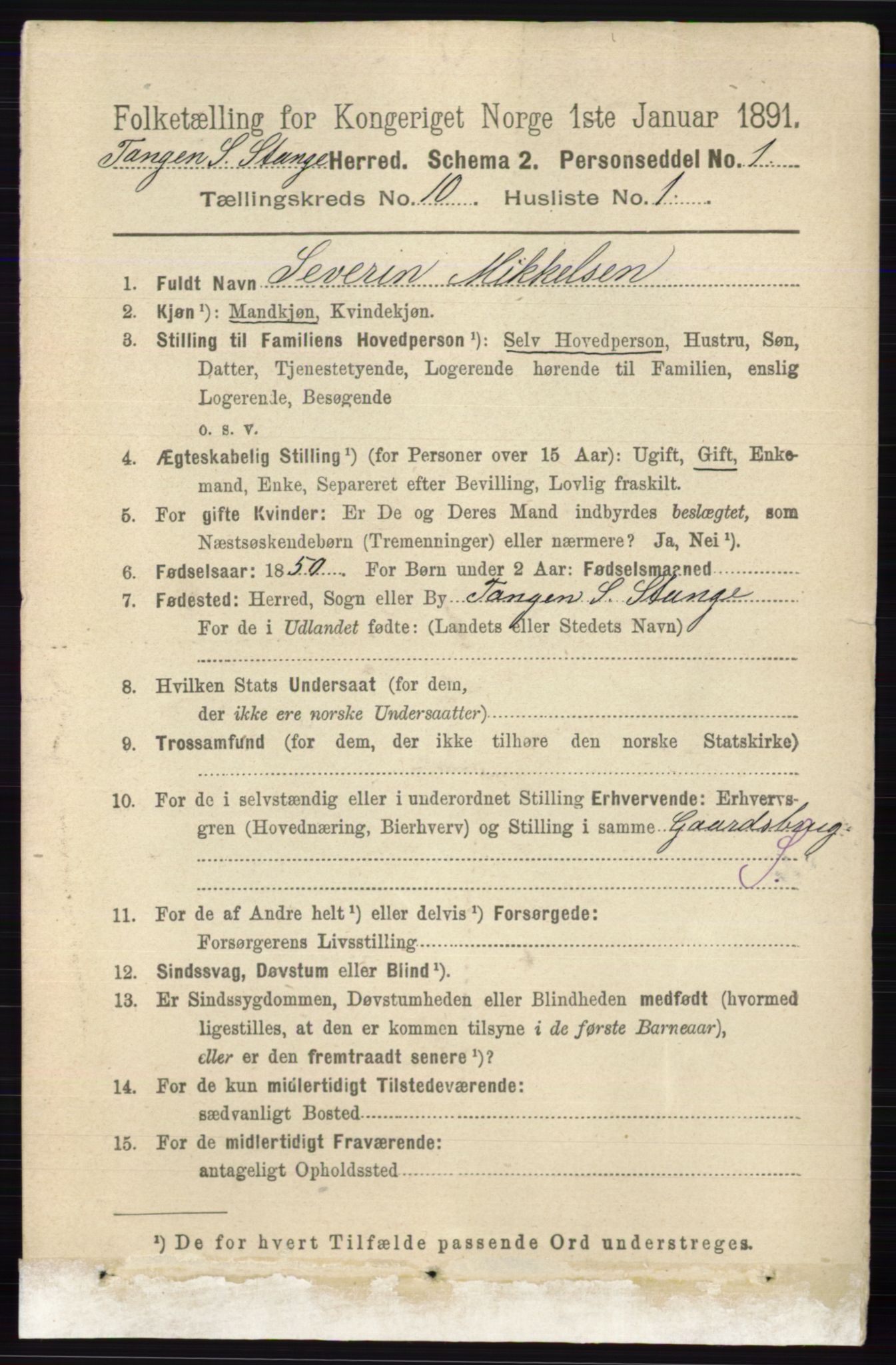 RA, 1891 census for 0417 Stange, 1891, p. 6800