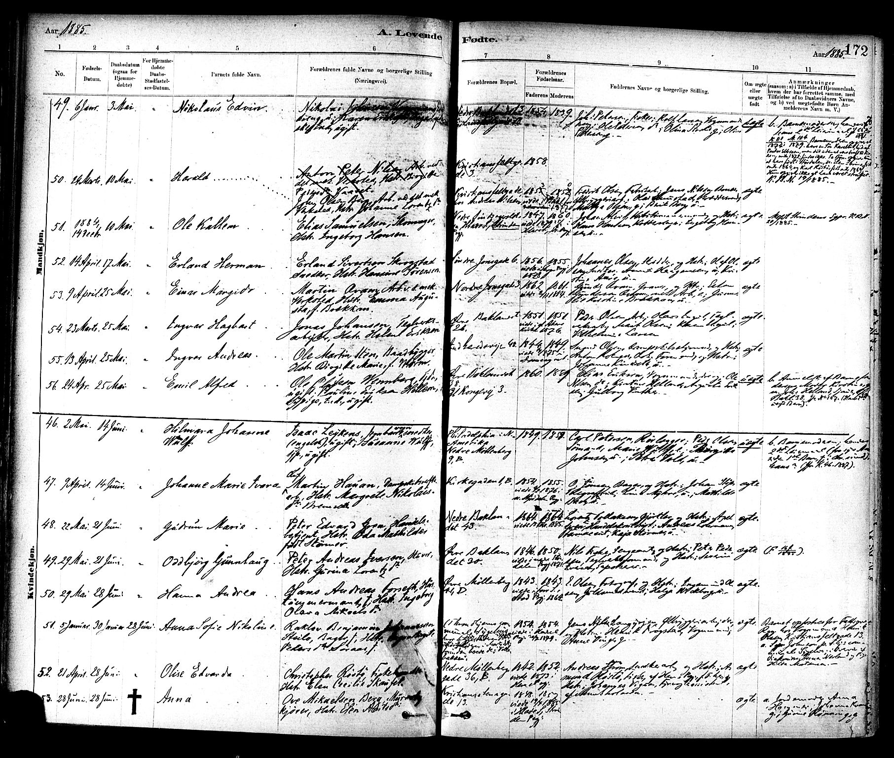 Ministerialprotokoller, klokkerbøker og fødselsregistre - Sør-Trøndelag, AV/SAT-A-1456/604/L0188: Parish register (official) no. 604A09, 1878-1892, p. 172