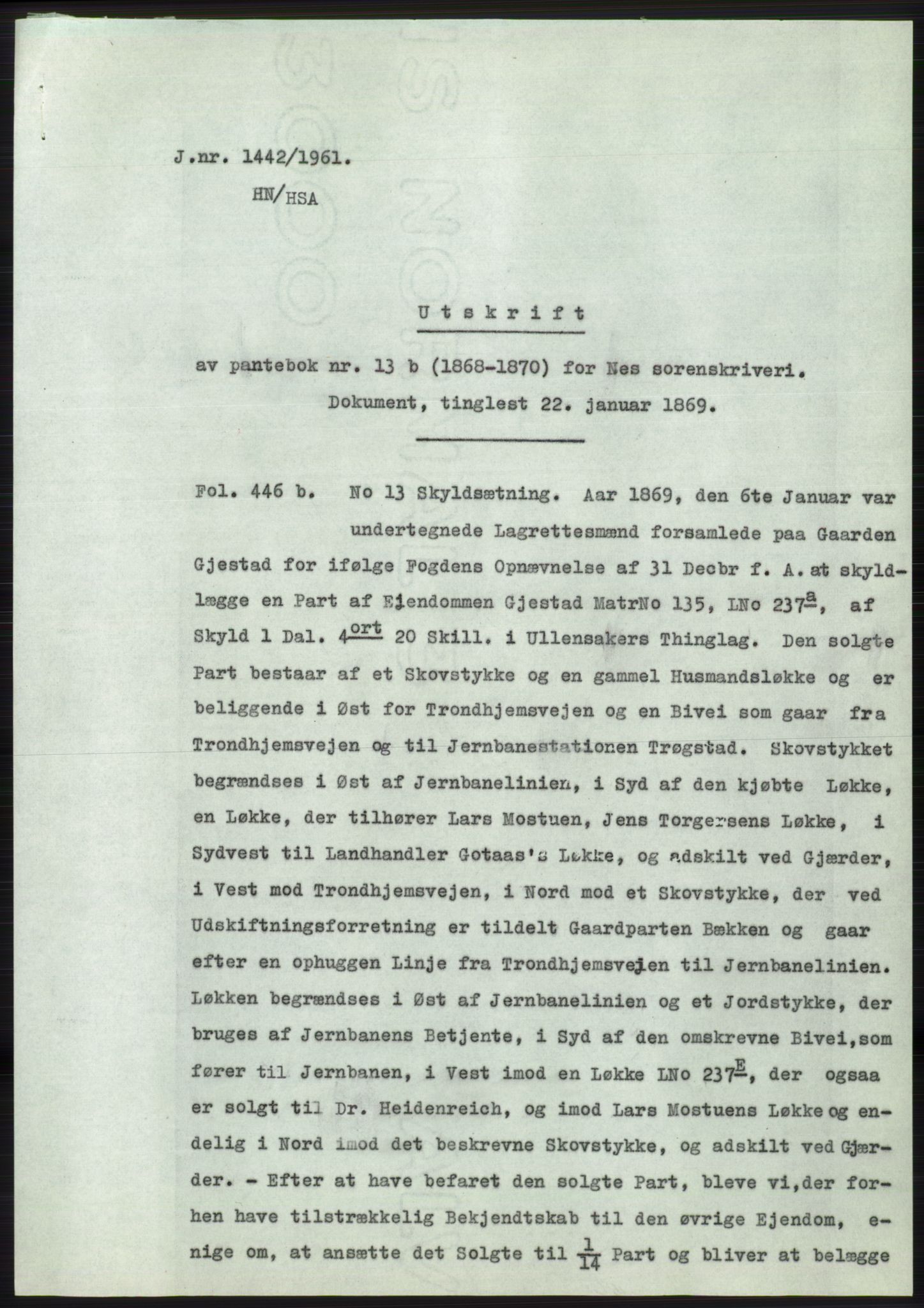 Statsarkivet i Oslo, SAO/A-10621/Z/Zd/L0014: Avskrifter, j.nr 1101-1809/1961, 1961, p. 183