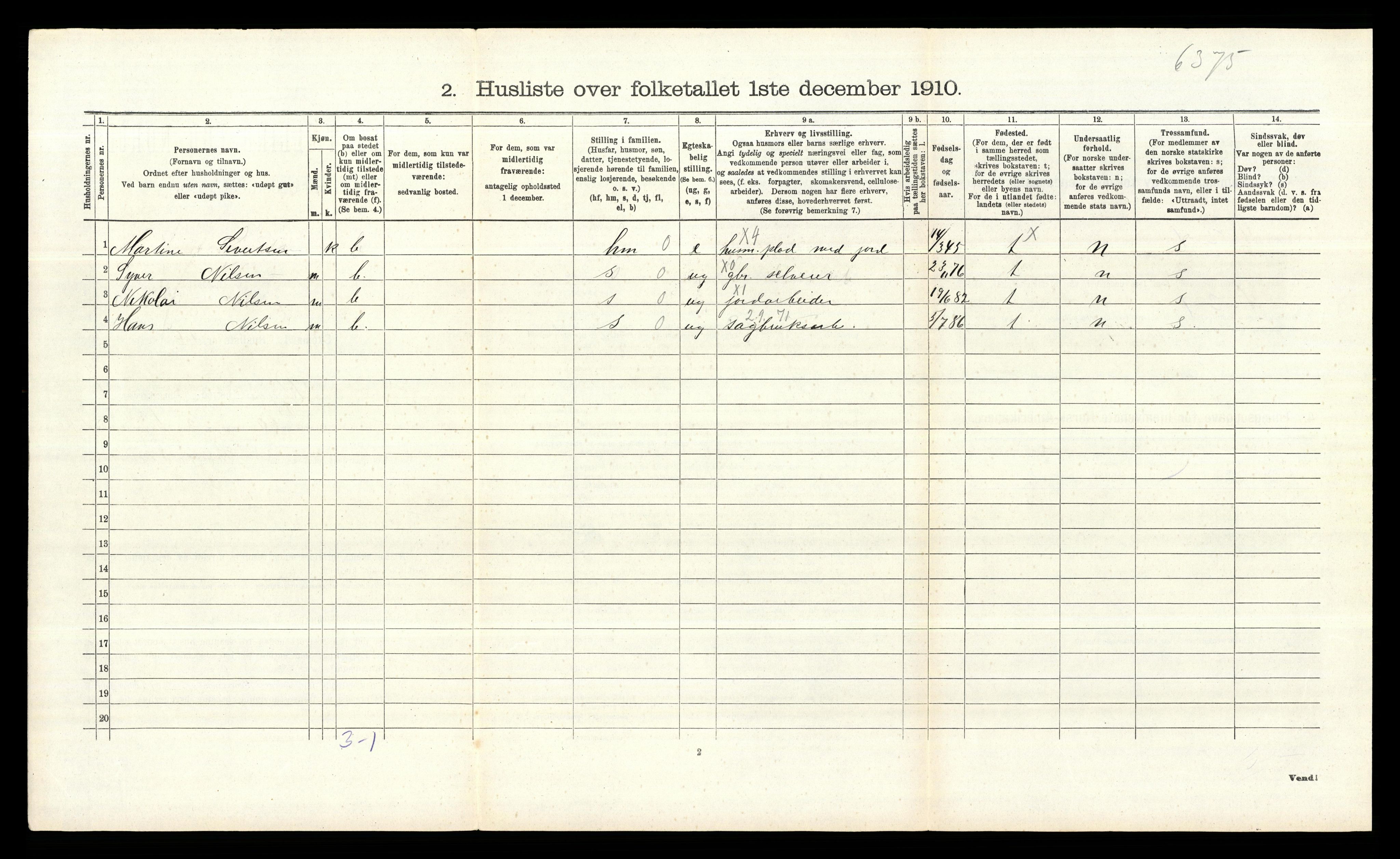 RA, 1910 census for Rygge, 1910, p. 737