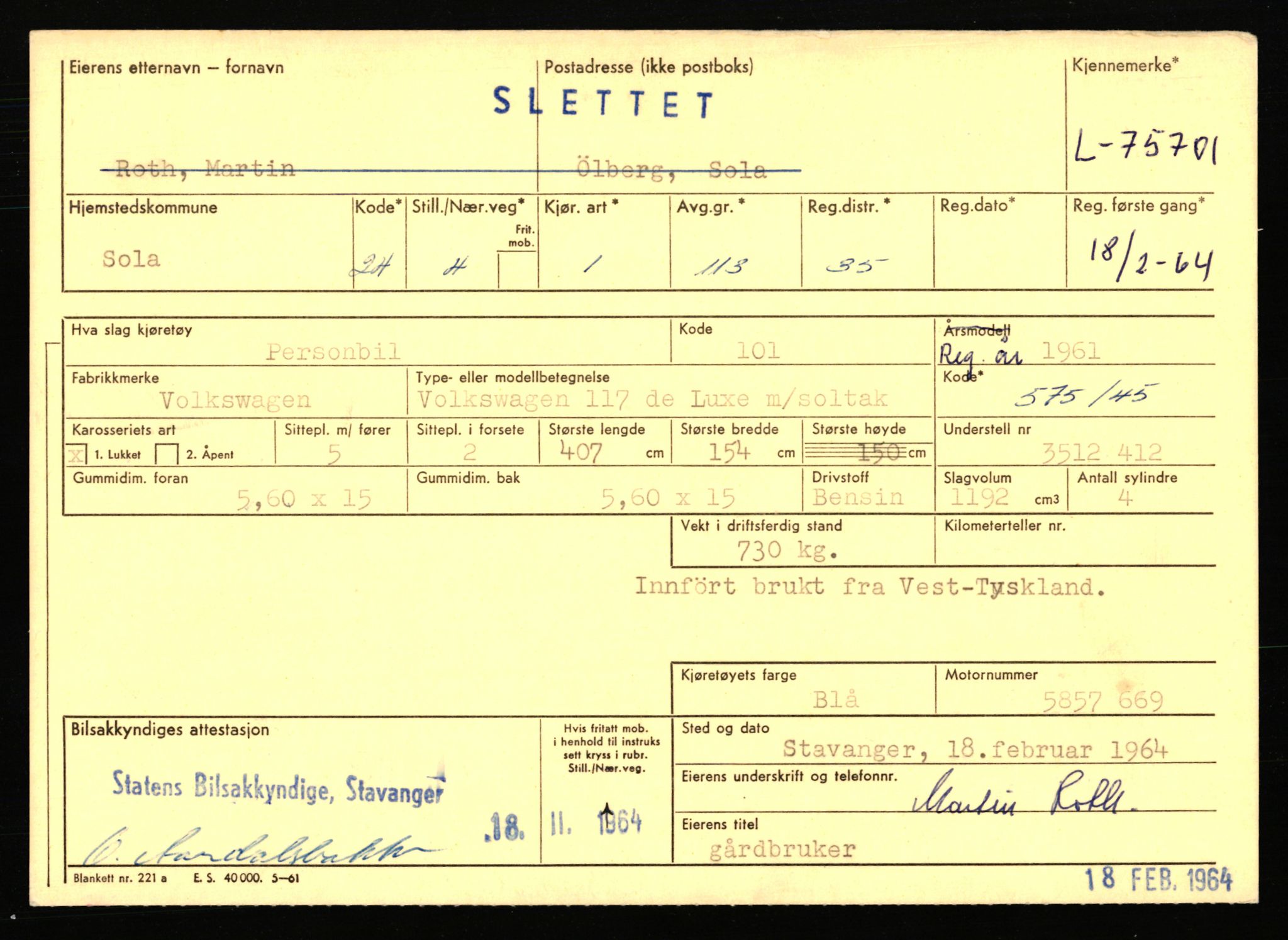 Stavanger trafikkstasjon, SAST/A-101942/0/F/L0068: L-75000 - L-76799, 1930-1971, p. 909