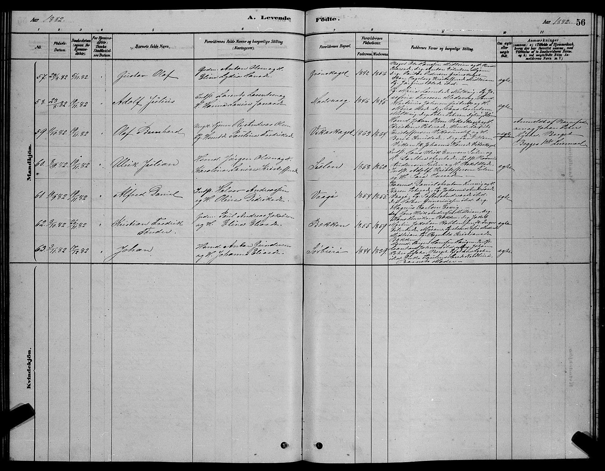 Ministerialprotokoller, klokkerbøker og fødselsregistre - Sør-Trøndelag, AV/SAT-A-1456/640/L0585: Parish register (copy) no. 640C03, 1878-1891, p. 56