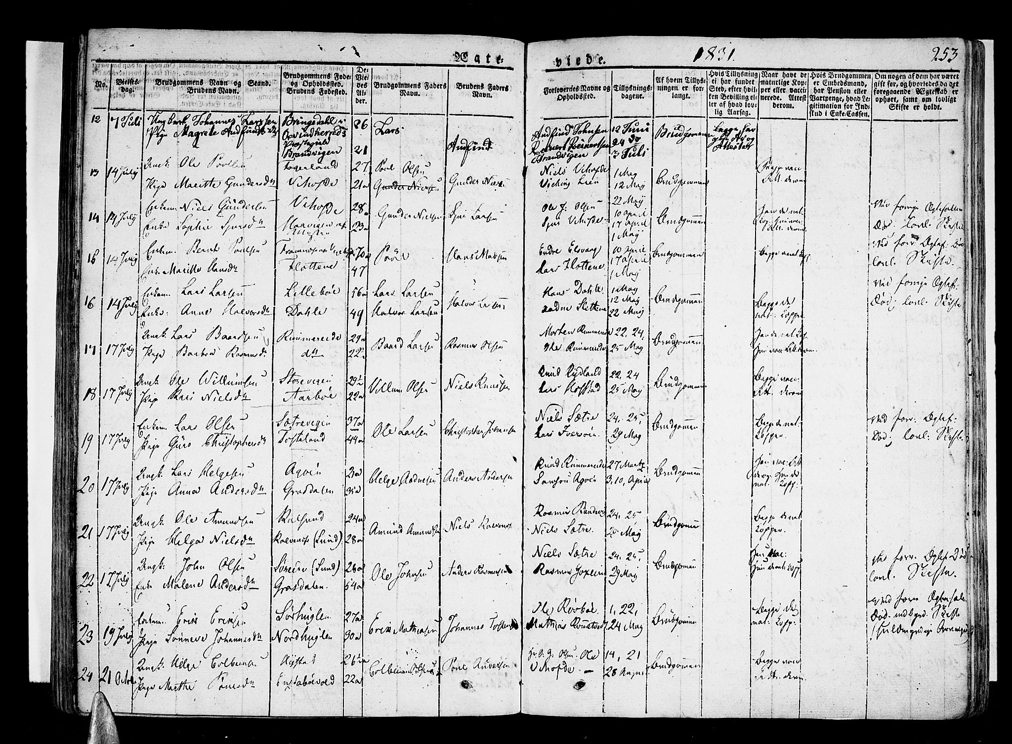 Stord sokneprestembete, AV/SAB-A-78201/H/Haa: Parish register (official) no. A 6, 1826-1840, p. 253