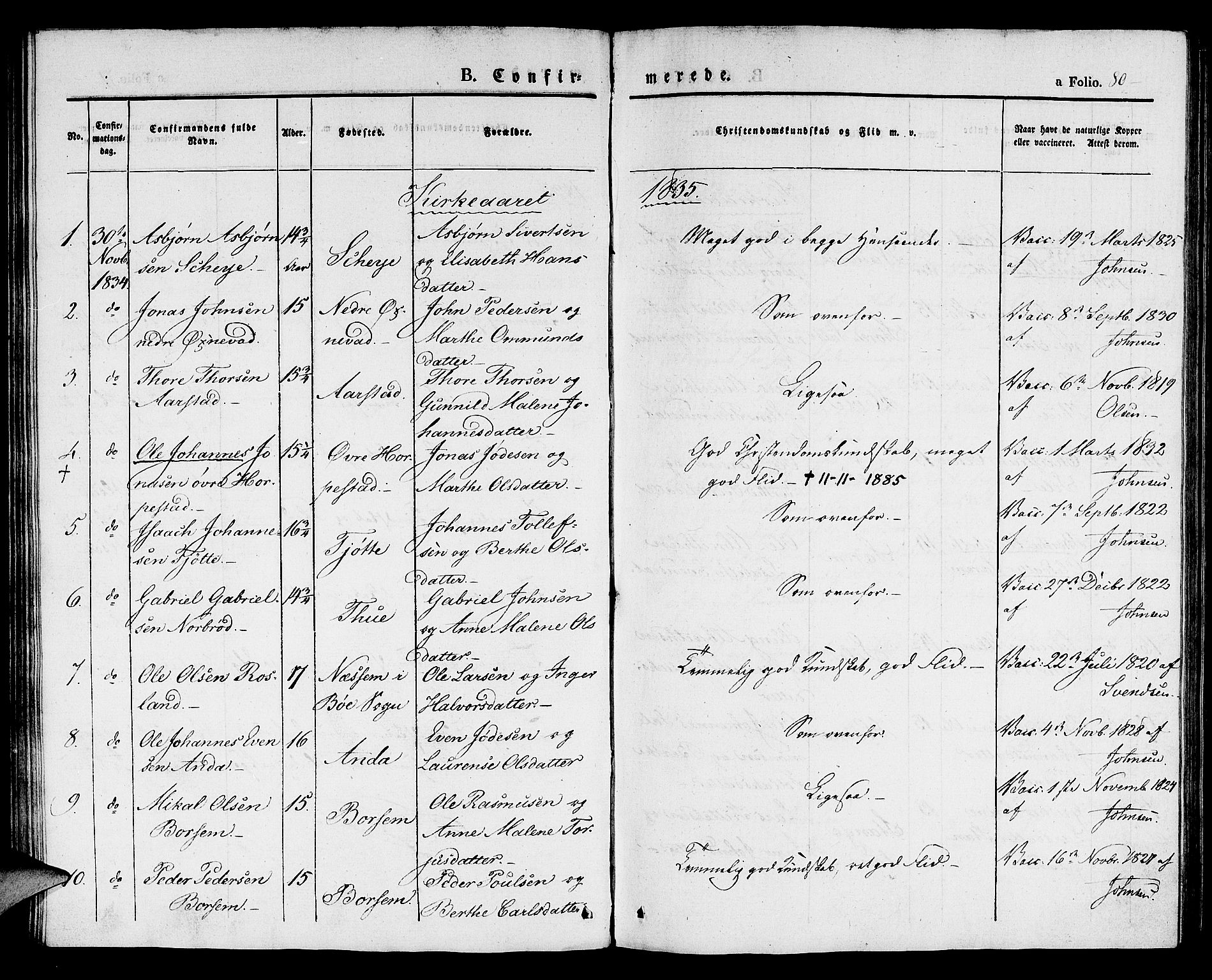 Klepp sokneprestkontor, SAST/A-101803/001/3/30BA/L0003: Parish register (official) no. A 3, 1833-1842, p. 80