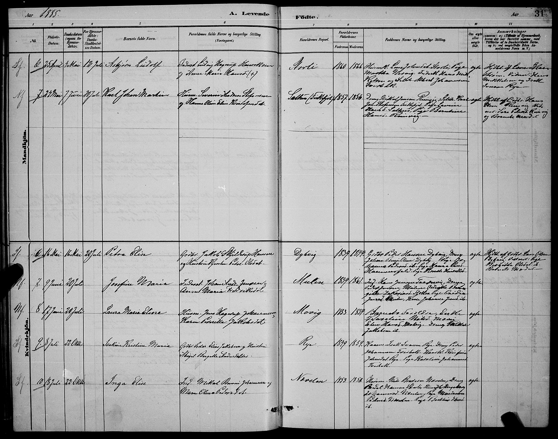 Ministerialprotokoller, klokkerbøker og fødselsregistre - Nordland, AV/SAT-A-1459/853/L0772: Parish register (official) no. 853A11, 1881-1900, p. 31