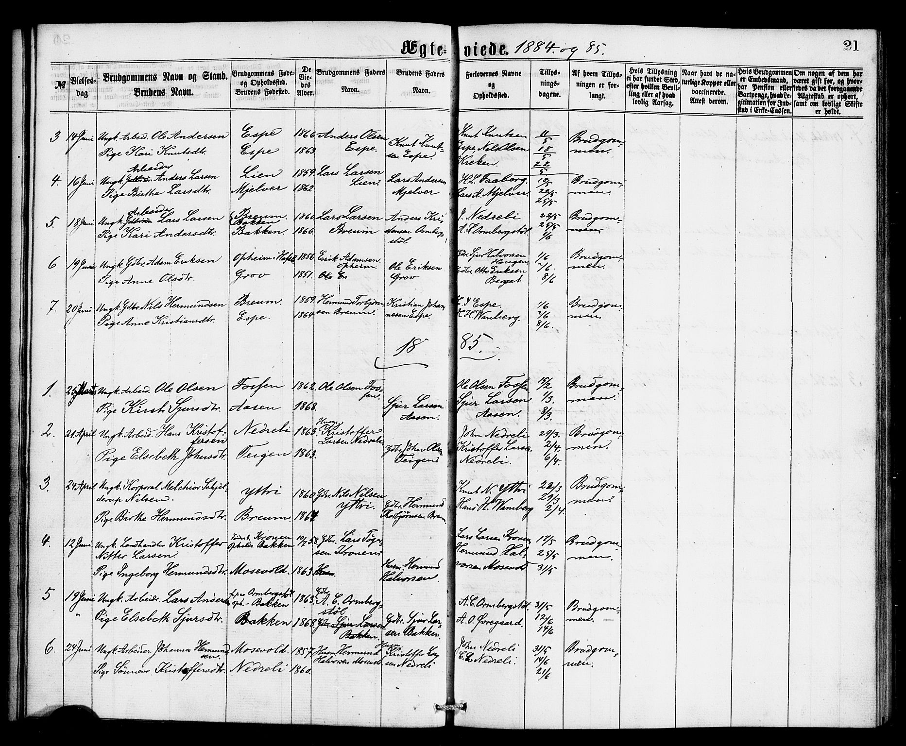 Jostedal sokneprestembete, AV/SAB-A-80601/H/Haa/Haaa/L0008: Parish register (official) no. A 8, 1864-1886, p. 21