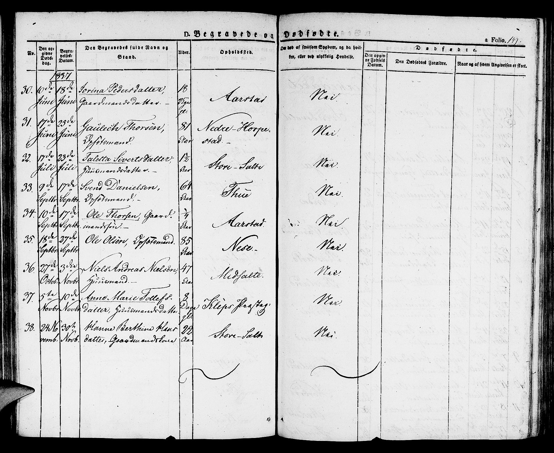 Klepp sokneprestkontor, AV/SAST-A-101803/001/3/30BA/L0003: Parish register (official) no. A 3, 1833-1842, p. 149