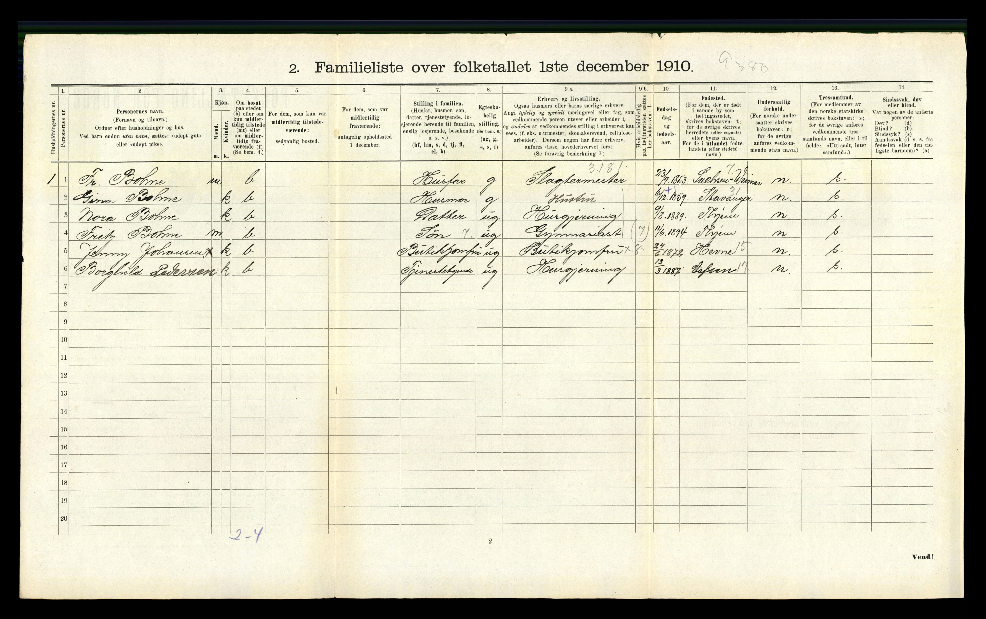 RA, 1910 census for Trondheim, 1910, p. 11534