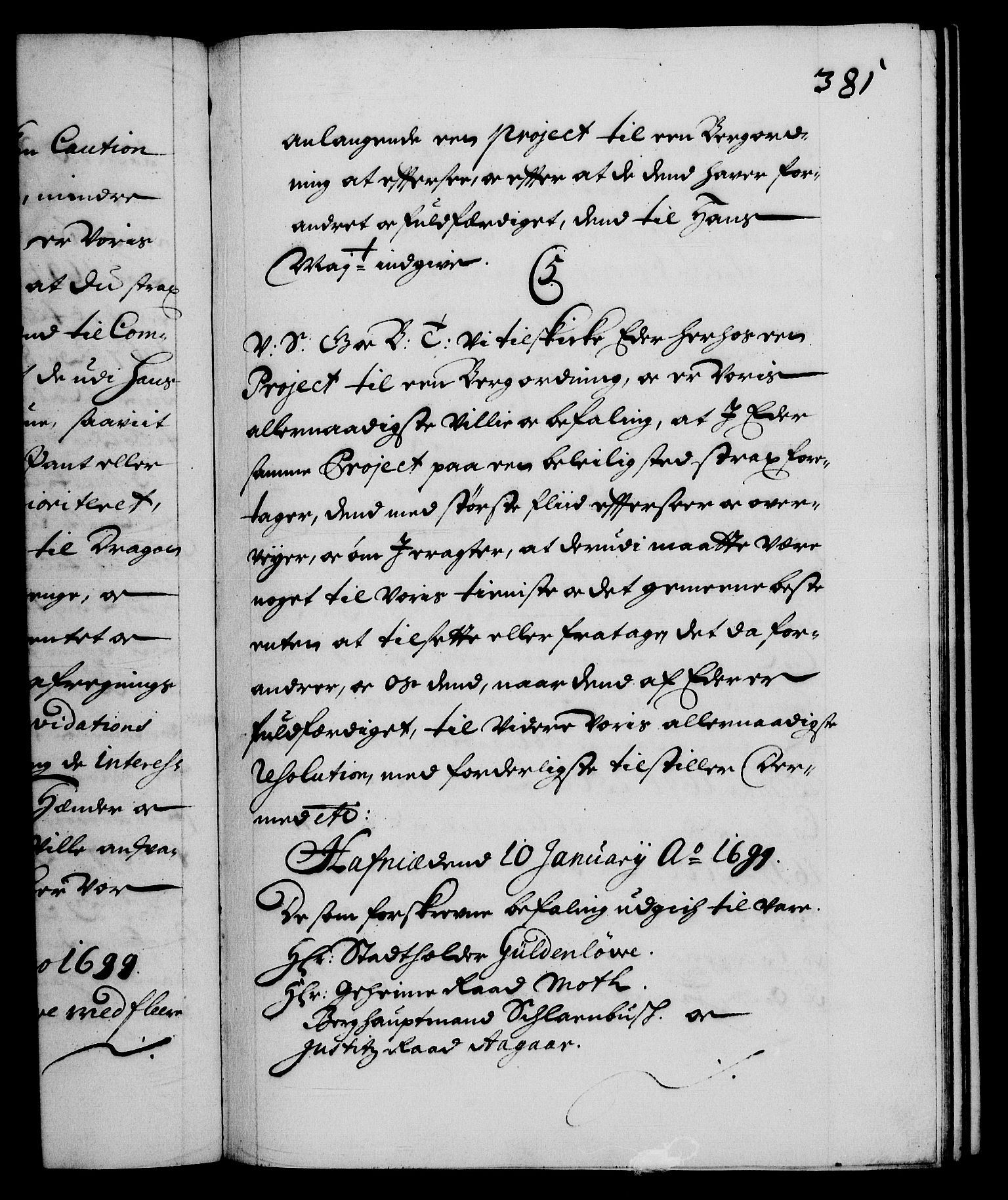Danske Kanselli 1572-1799, AV/RA-EA-3023/F/Fc/Fca/Fcab/L0015: Norske tegnelser (mikrofilm), 1692-1699, p. 381a